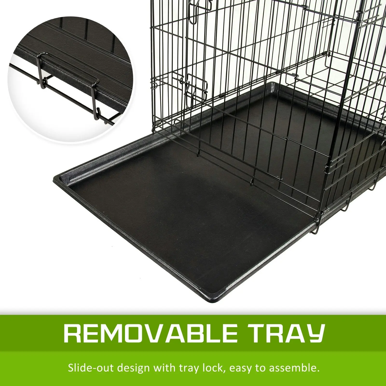 30in Foldable Wire Dog Cage with Tray