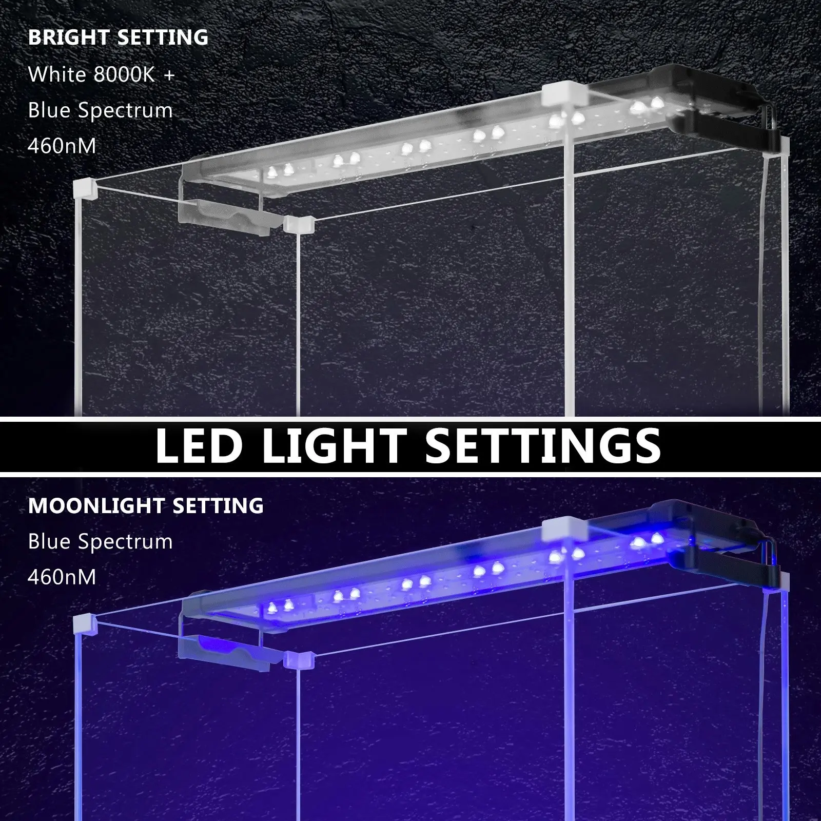 2X Aquarium Blue White LED - 11W 50-70cm