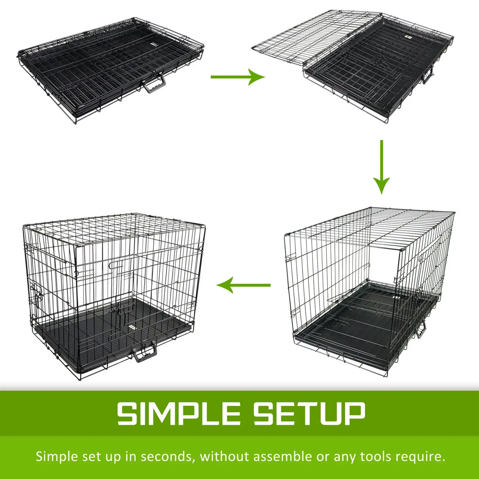 48in Foldable Wire Dog Cage with Tray