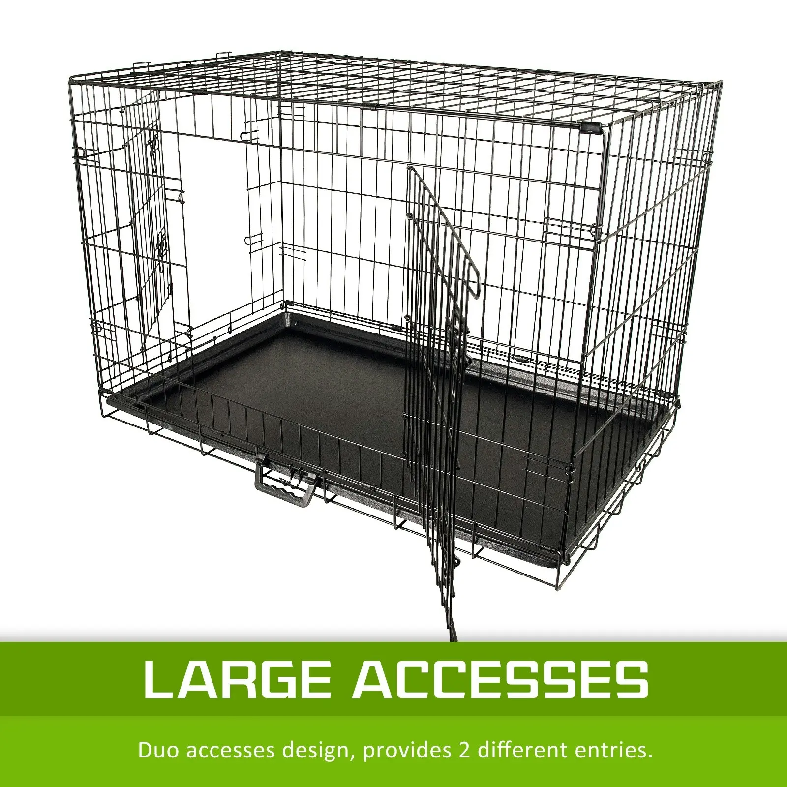 48in Foldable Wire Dog Cage with Tray