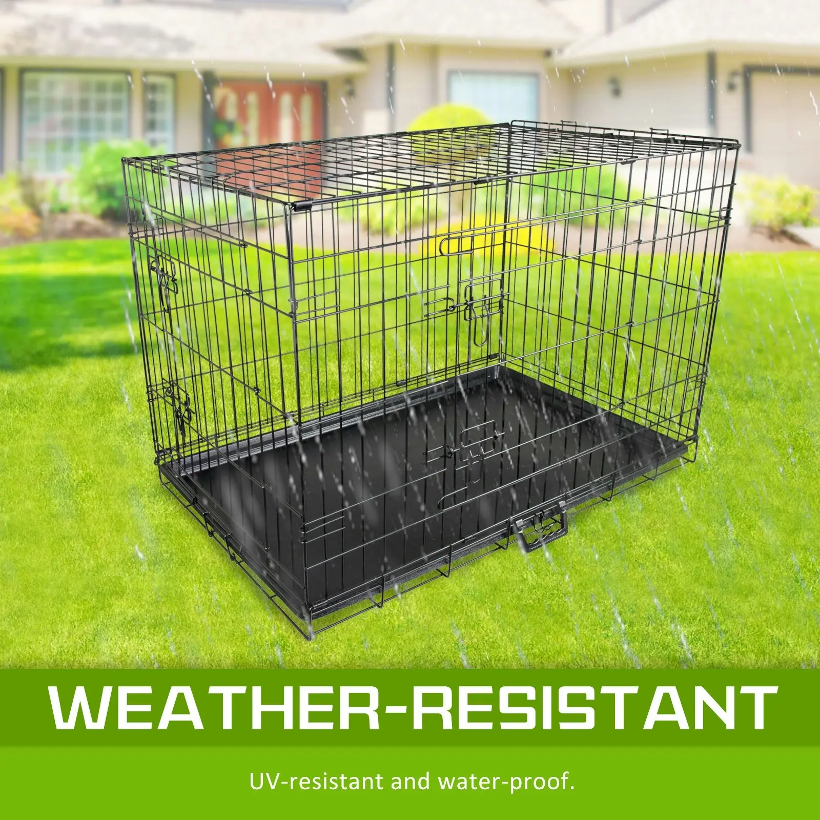 48in Foldable Wire Dog Cage with Tray