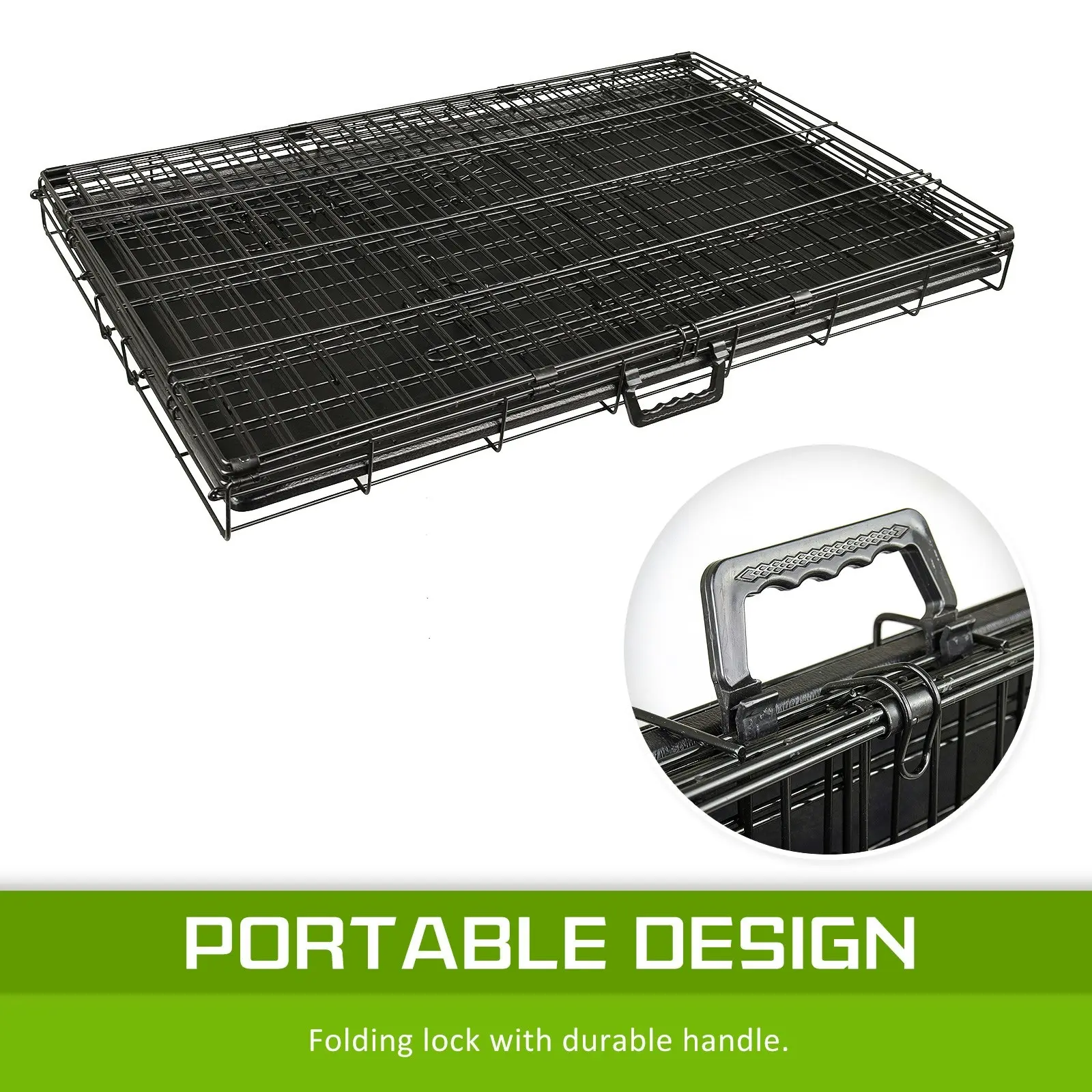 48in Foldable Wire Dog Cage with Tray