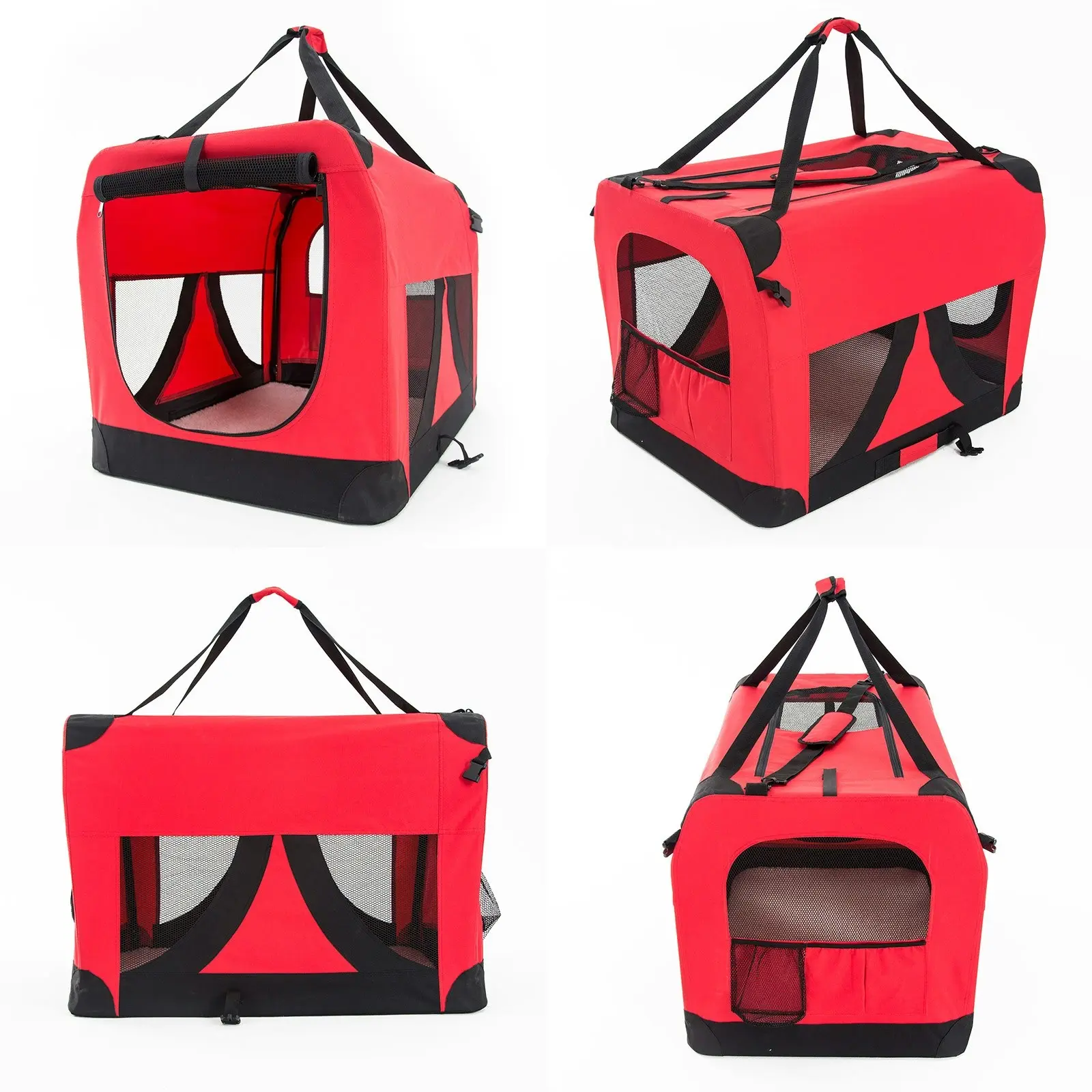 L Portable Soft Dog Crate - RED