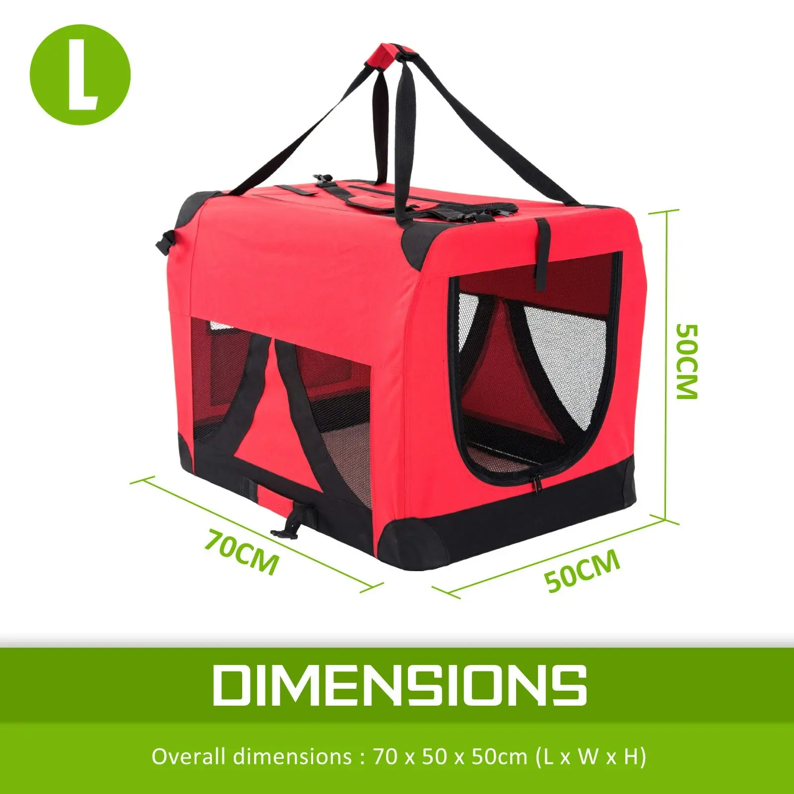 L Portable Soft Dog Crate - RED