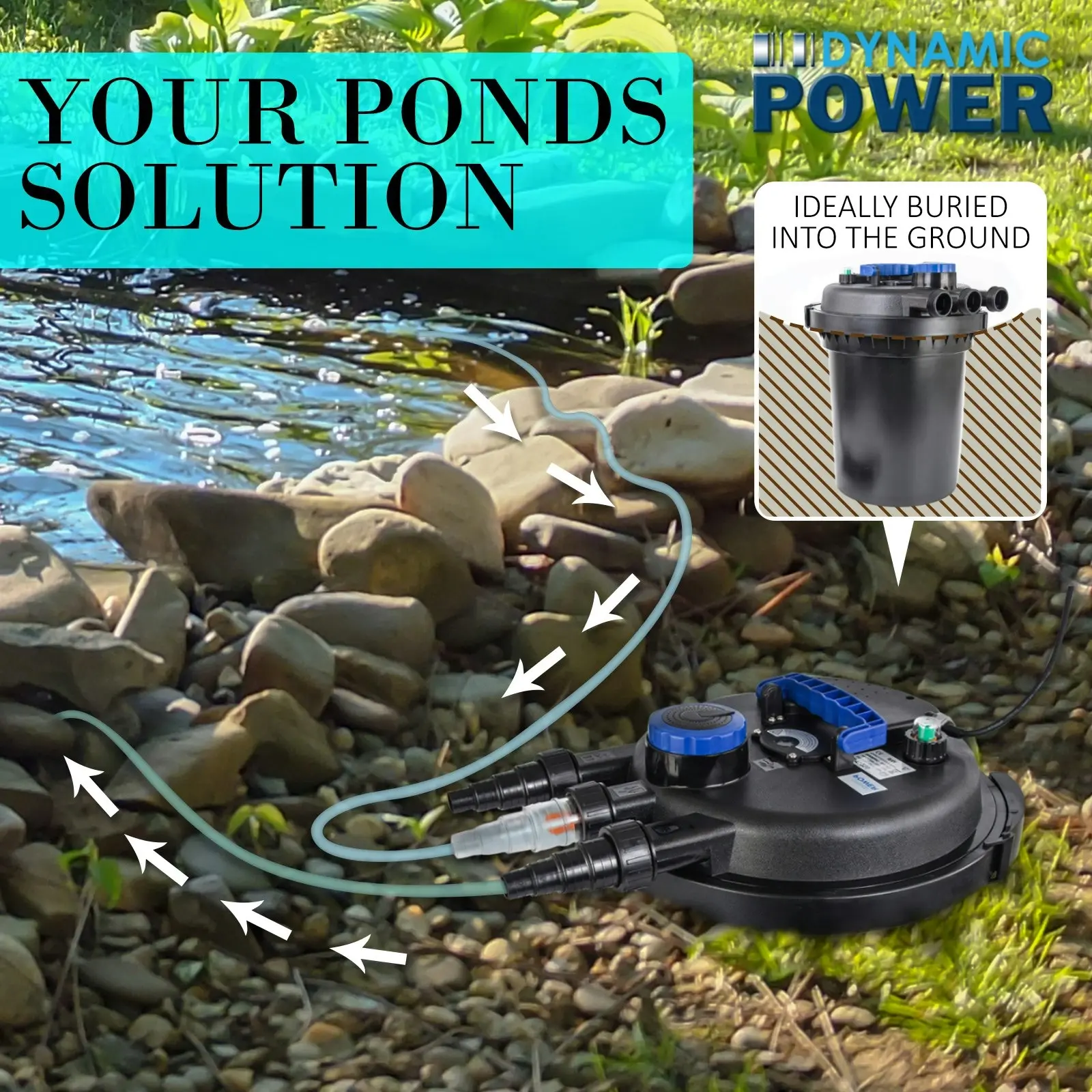 10000L/H Garden Pond Filter + 10000L/H Submersible Water Pump