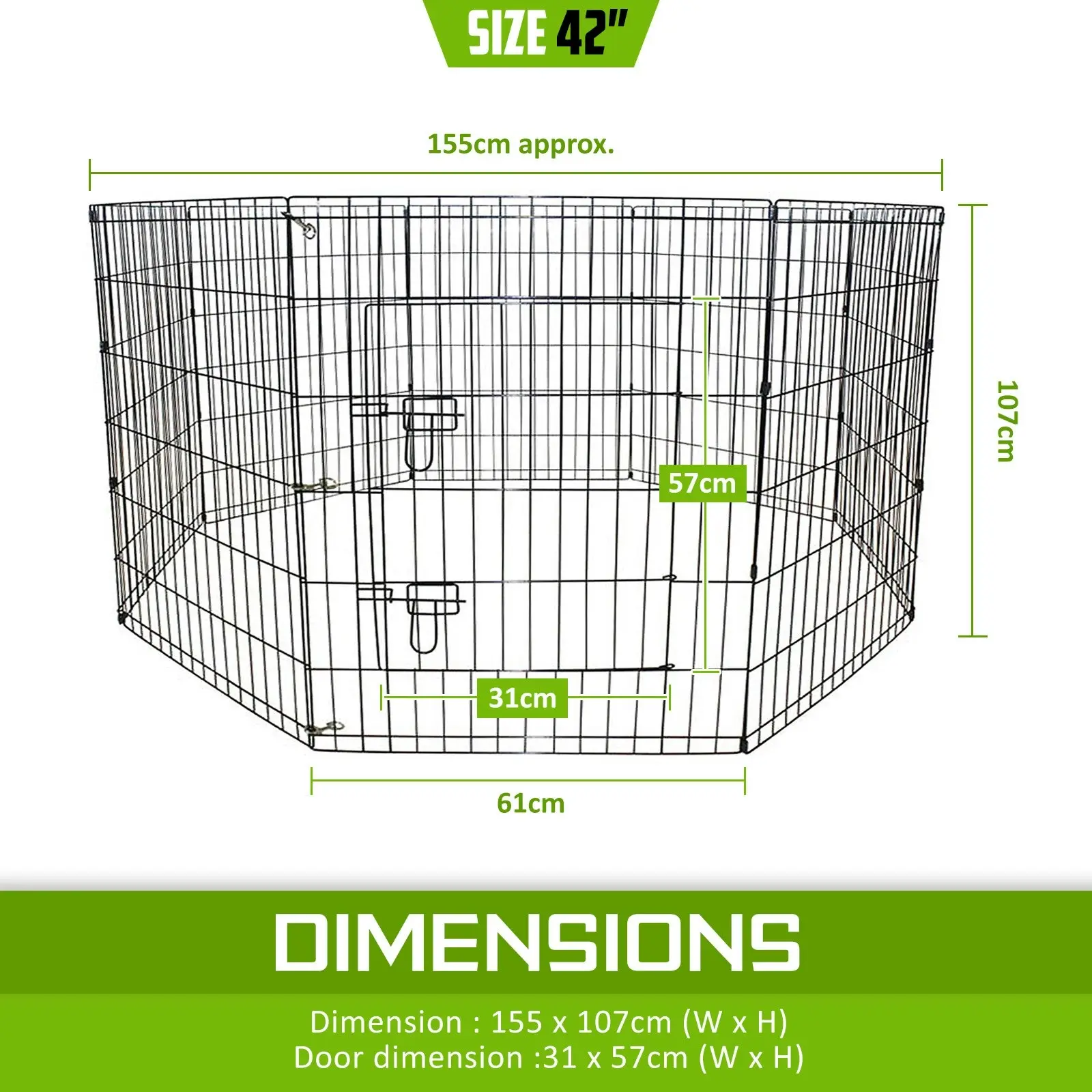 42in 8 Panel Foldable Pet Playpen With Cover