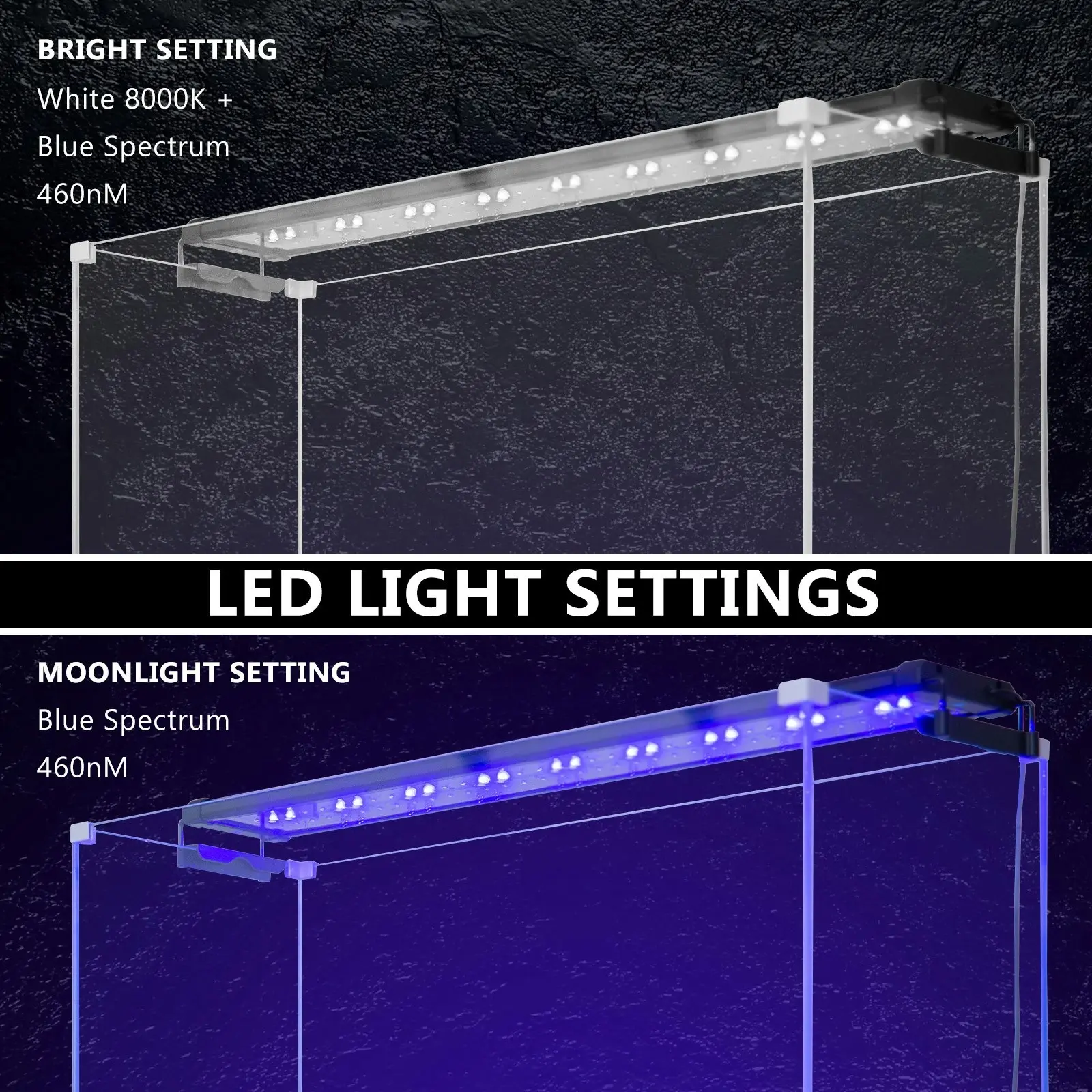 2X Aquarium Blue White LED - 18W 75-95cm