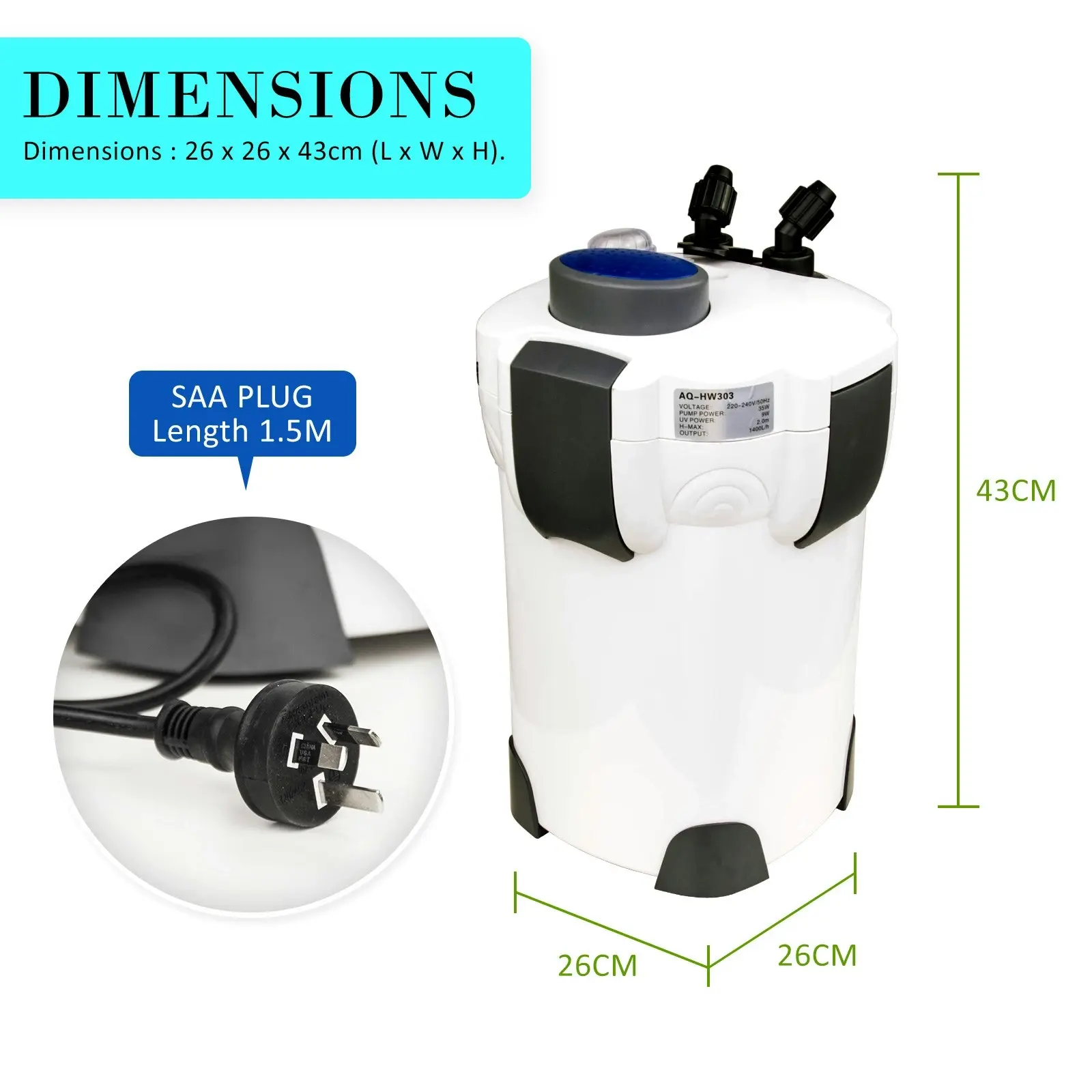 1400L/H UV Light Aquarium Canister Filter + Media Kit