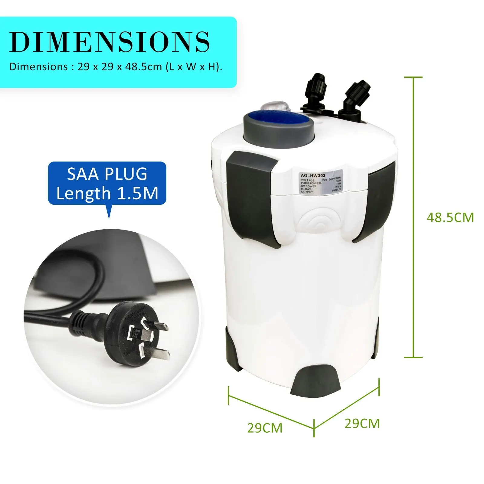 2000L/H UV Light Aquarium Canister Filter + Media Kit