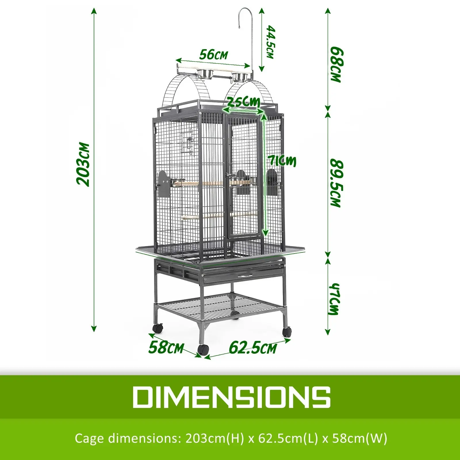 203cm Bird Cage Parrot Aviary TENOR