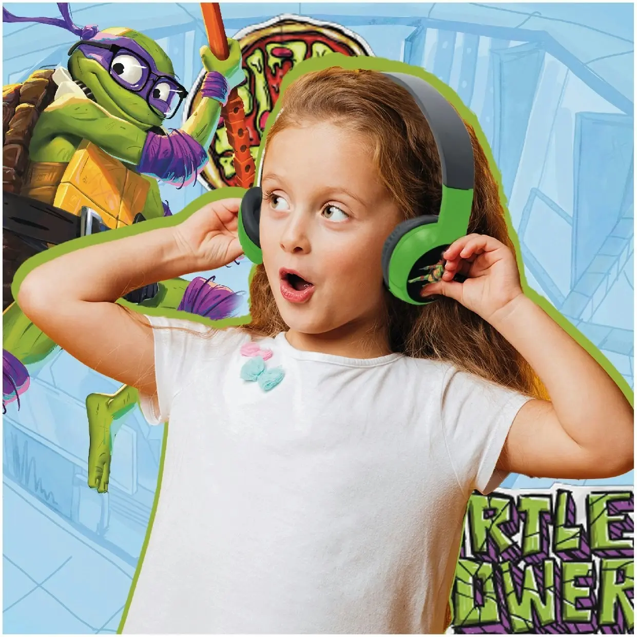 TMNT Wired Kids Foldable Headphones - Safe Audio for Young Ninja Turtles Fans