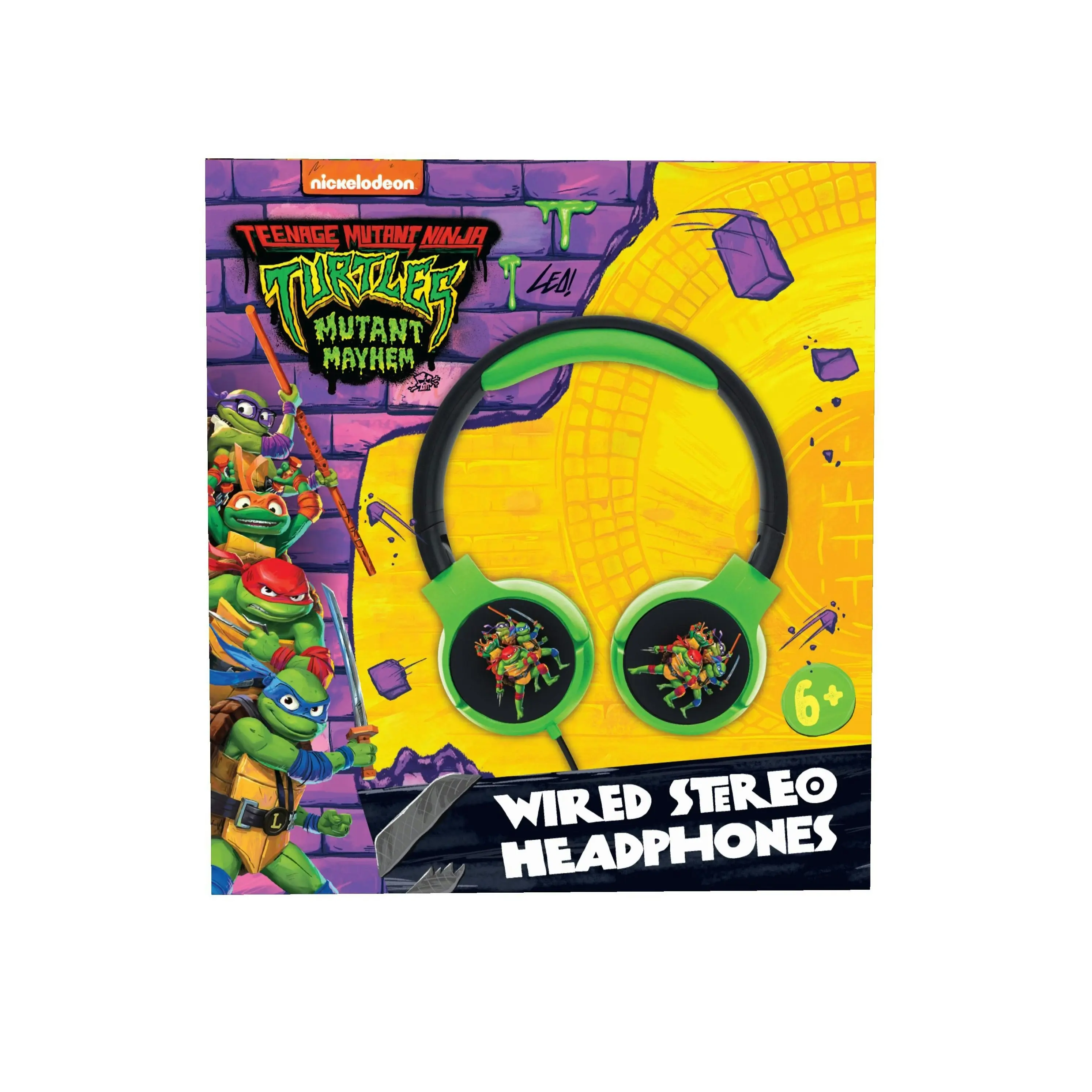 TMNT Wired Kids Foldable Headphones - Safe Audio for Young Ninja Turtles Fans