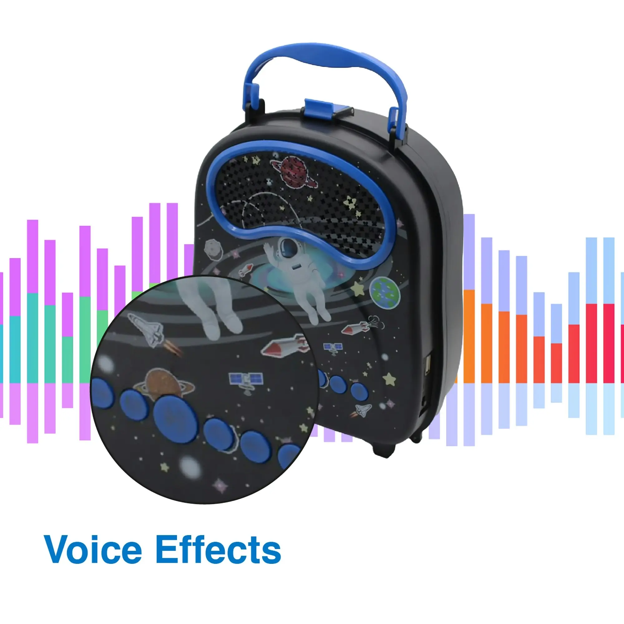 Laser Kids Portable Karaoke Machine Astronaut Black - Bluetooth Wireless USB