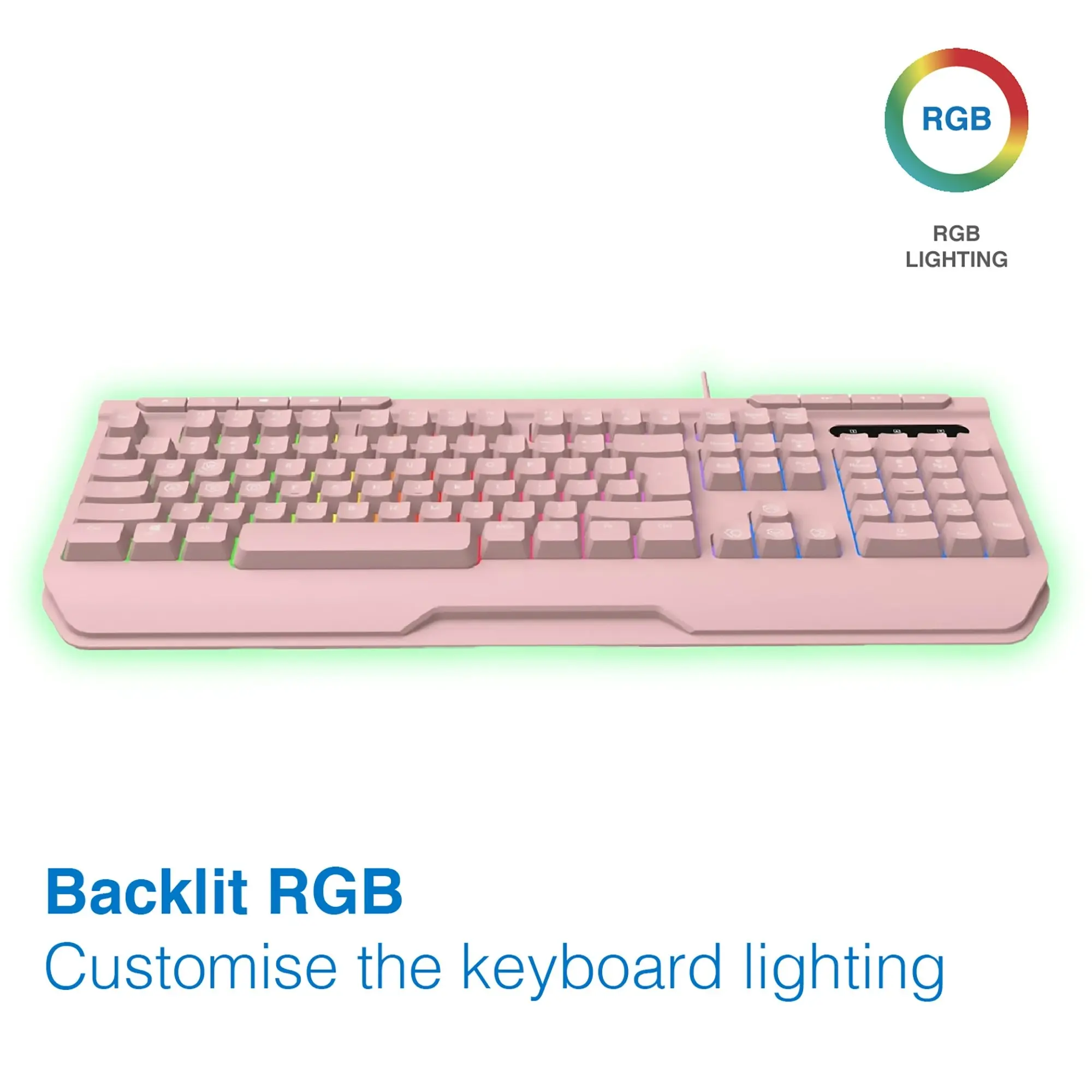 Laser USB Wired Mechanical Gaming Keyboard RGB LED Backlit PC 104 Keys Pink