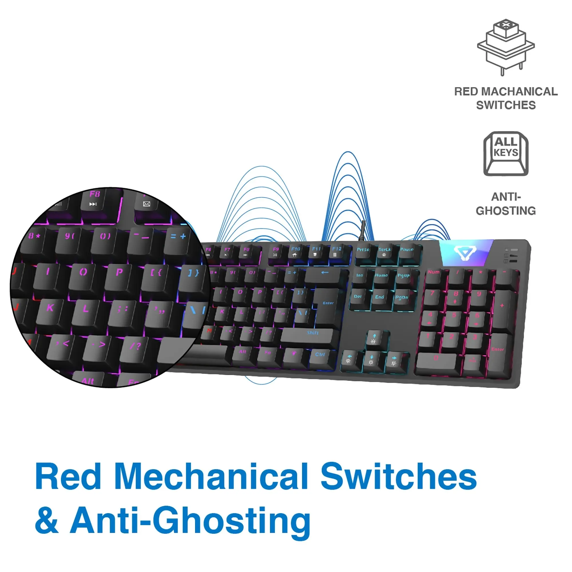 Laser Multi-Color Backlit Mechanical Gaming Keyboard Anti-Ghosting Black