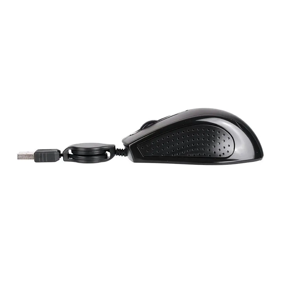 Retractable USB Mouse Optical 3D in Black