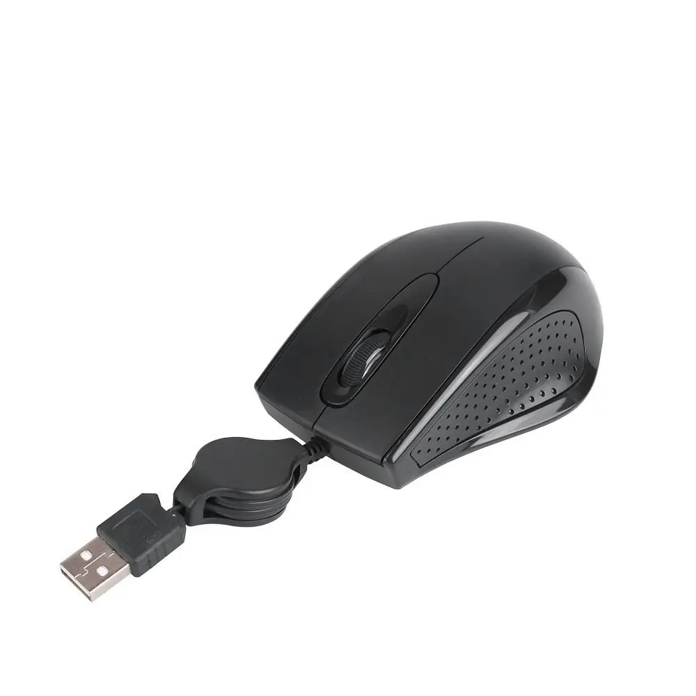 Retractable USB Mouse Optical 3D in Black