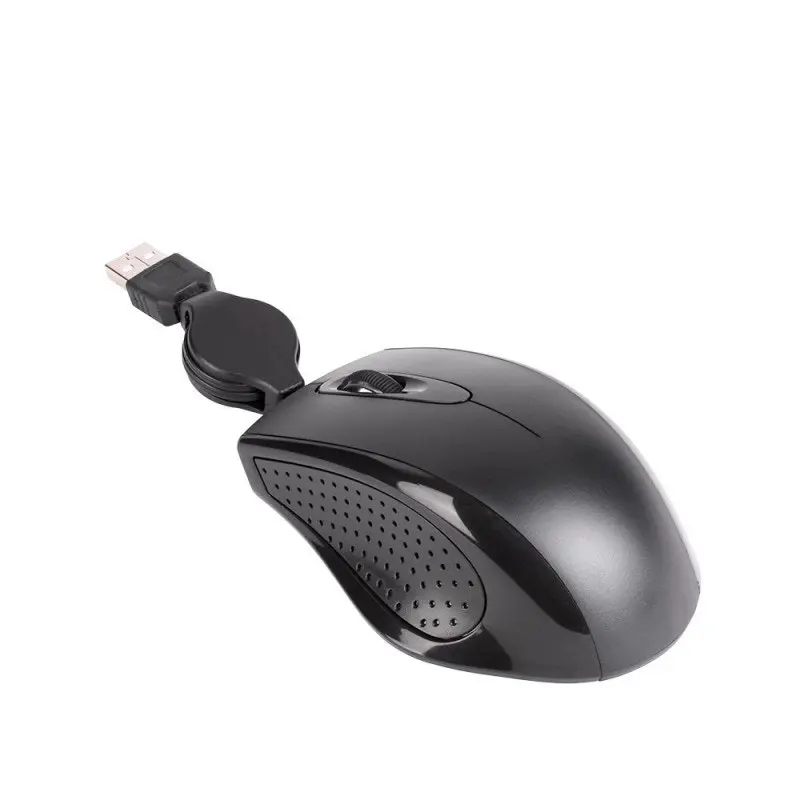 Retractable USB Mouse Optical 3D in Black