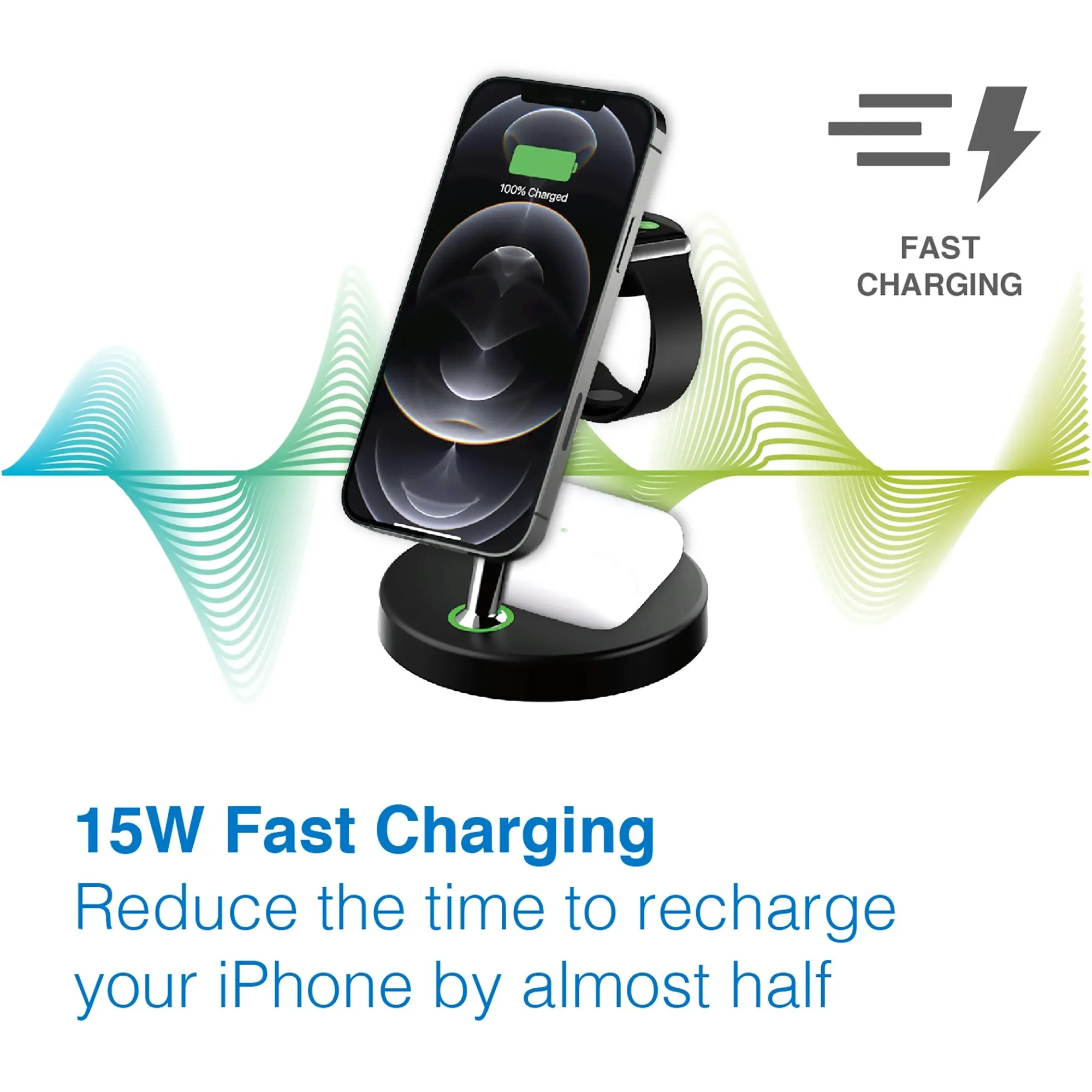 Laser Chargecore 3 in 1 Wireless Charging Station for Apple - Black