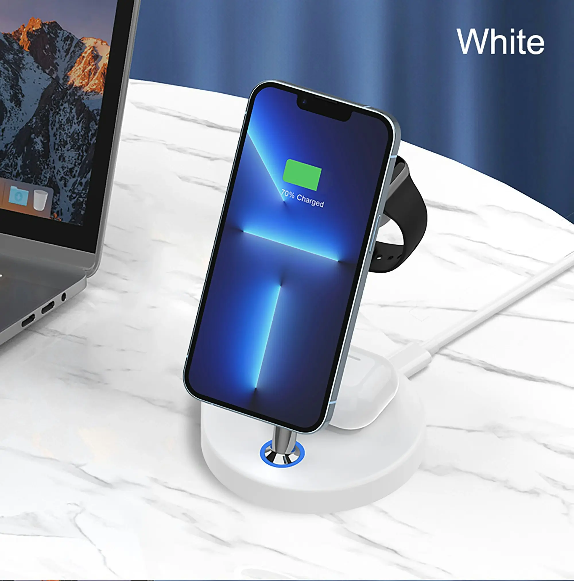 Laser Chargecore 3 in 1 Wireless Charging Station for Apple - White