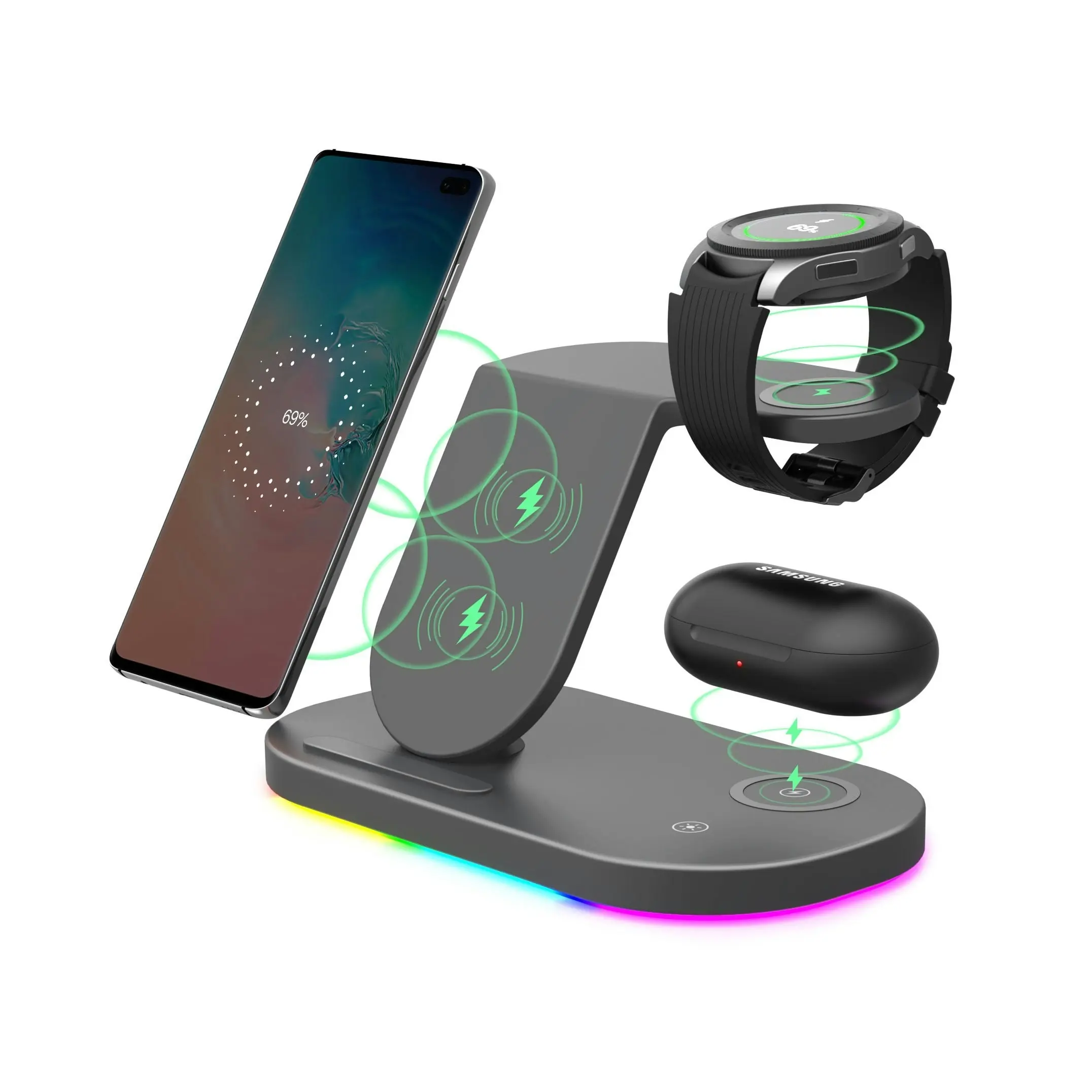 Laser 3 in 1 Multifunctional Wireless Charging Station Stand