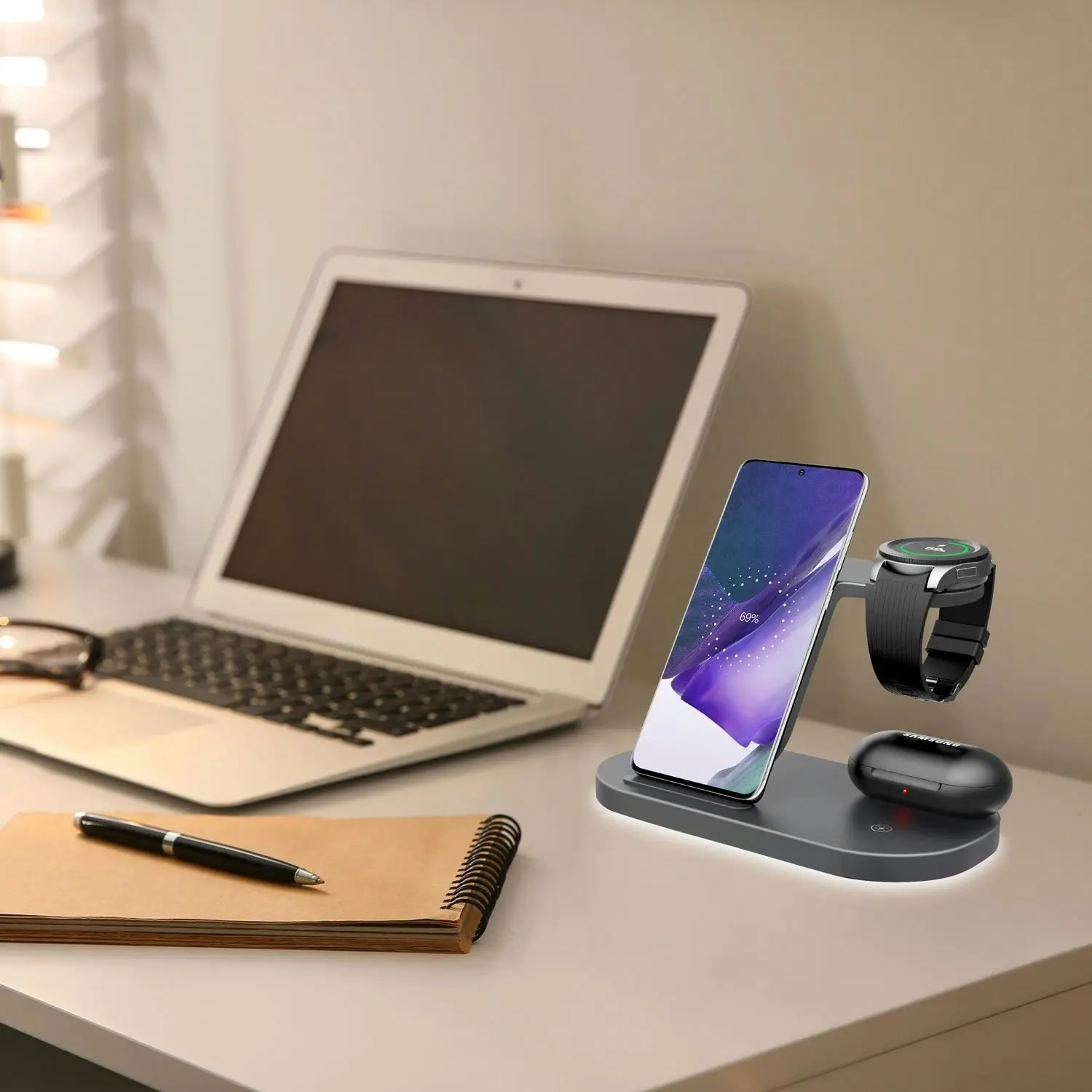 Laser 3 in 1 Multifunctional Wireless Charging Station Stand