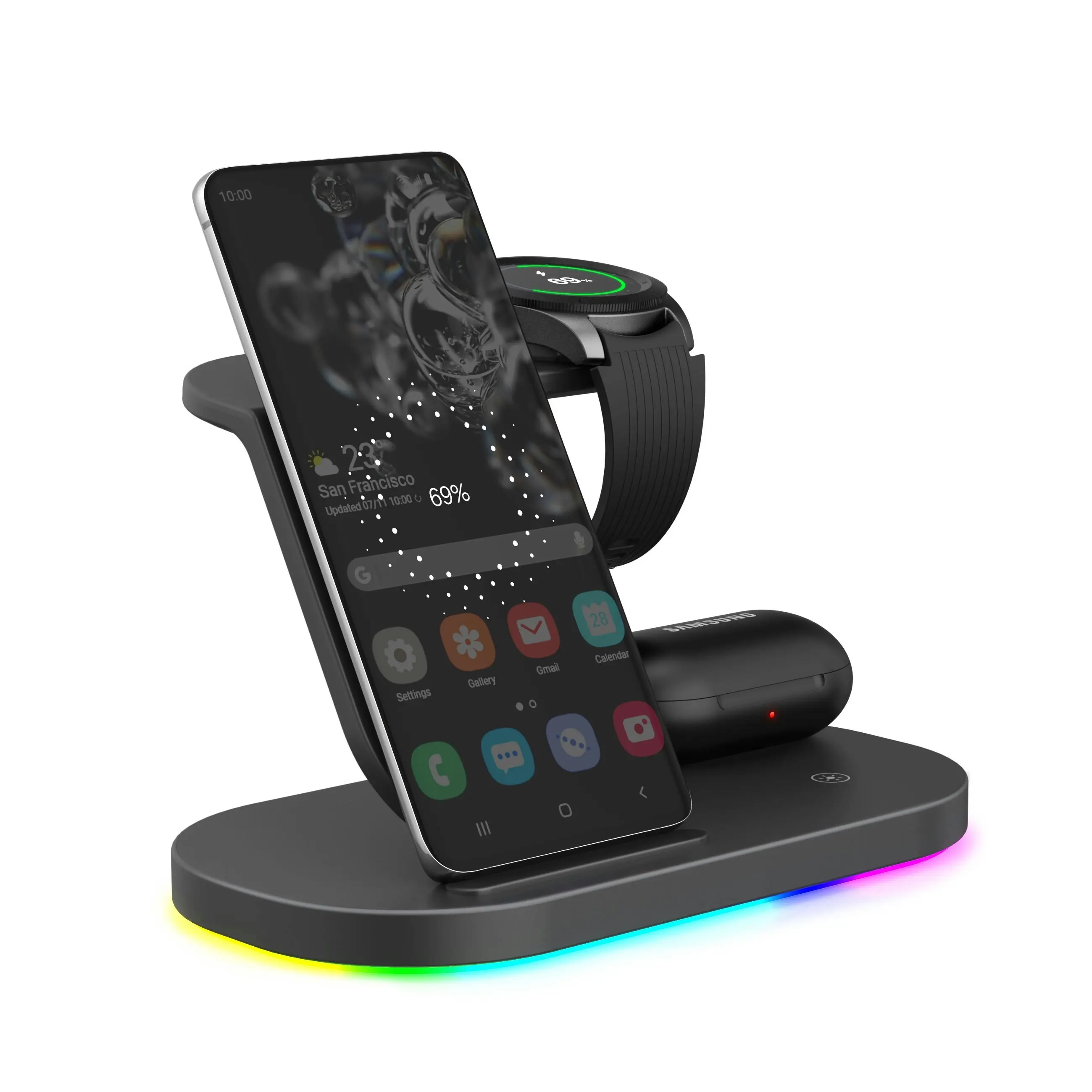 Laser 3 in 1 Multifunctional Wireless Charging Station Stand