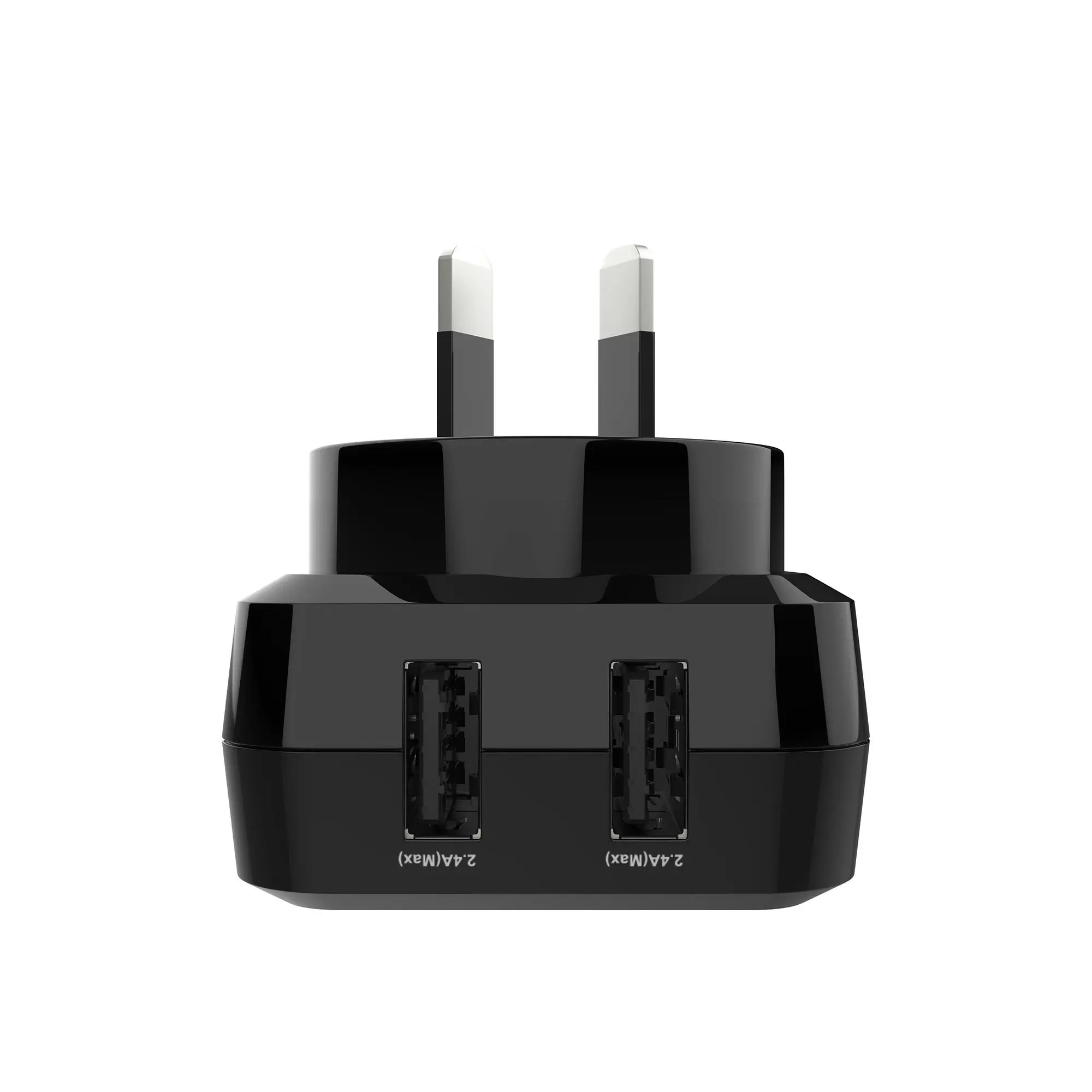 24W Dual 2.4 A USB Fast Wall Charger with 3 in 1 Charging Cable Black