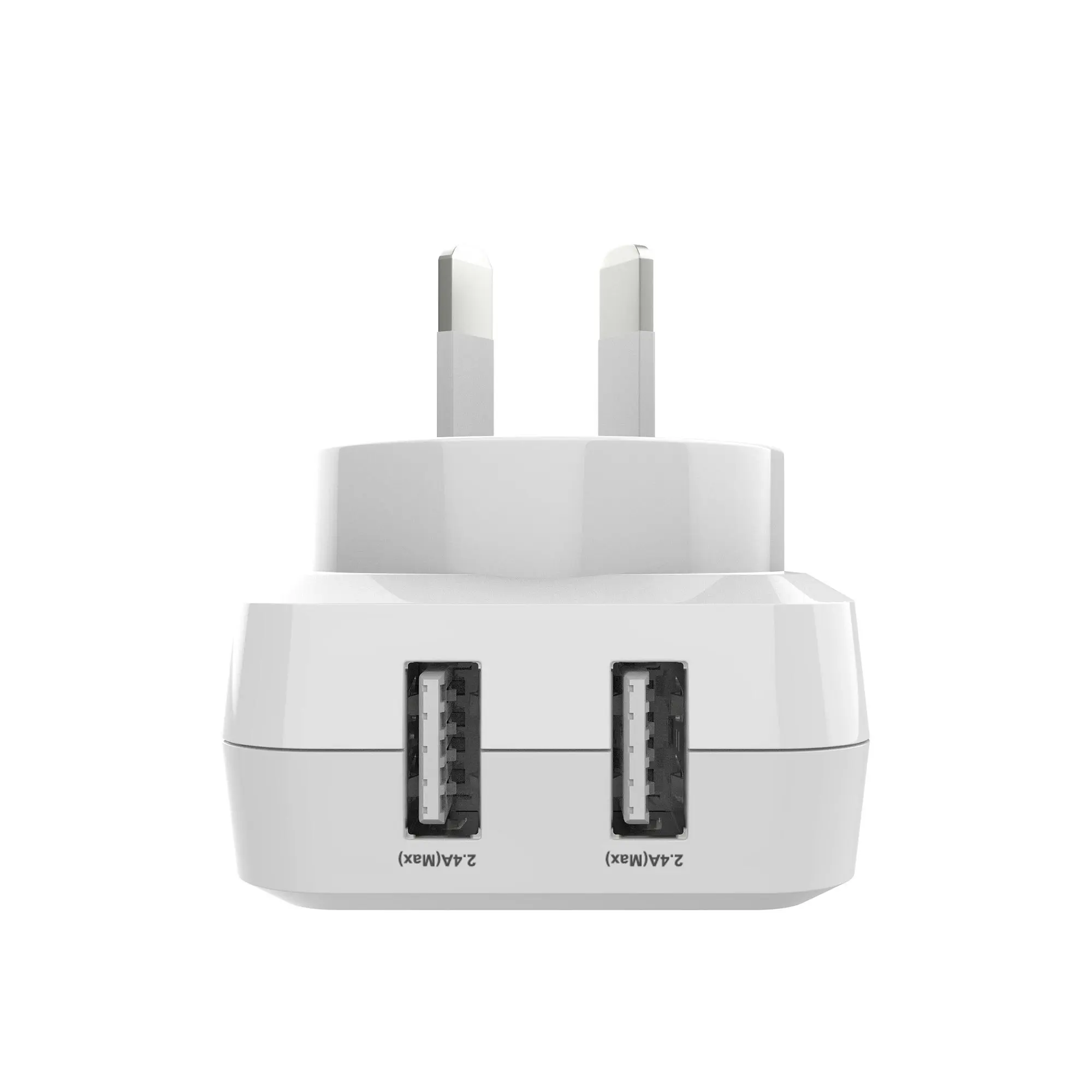 Laser 24W Dual 2.4 A USB Fast Wall Charger with 3 in 1 Charging Cable White