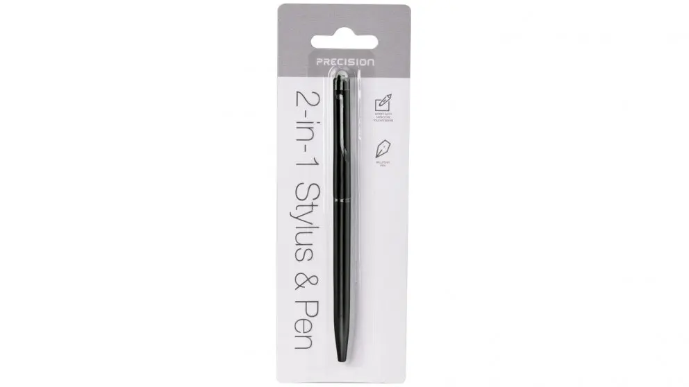 Precision 2-in-1 Black Stylus Pen for Tablets, Smartphones & Touchscreen Devices