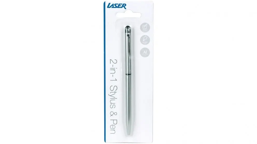 Precision Silver 2-in-1 Stylus & Ballpoint Pen for Touchscreen Devices