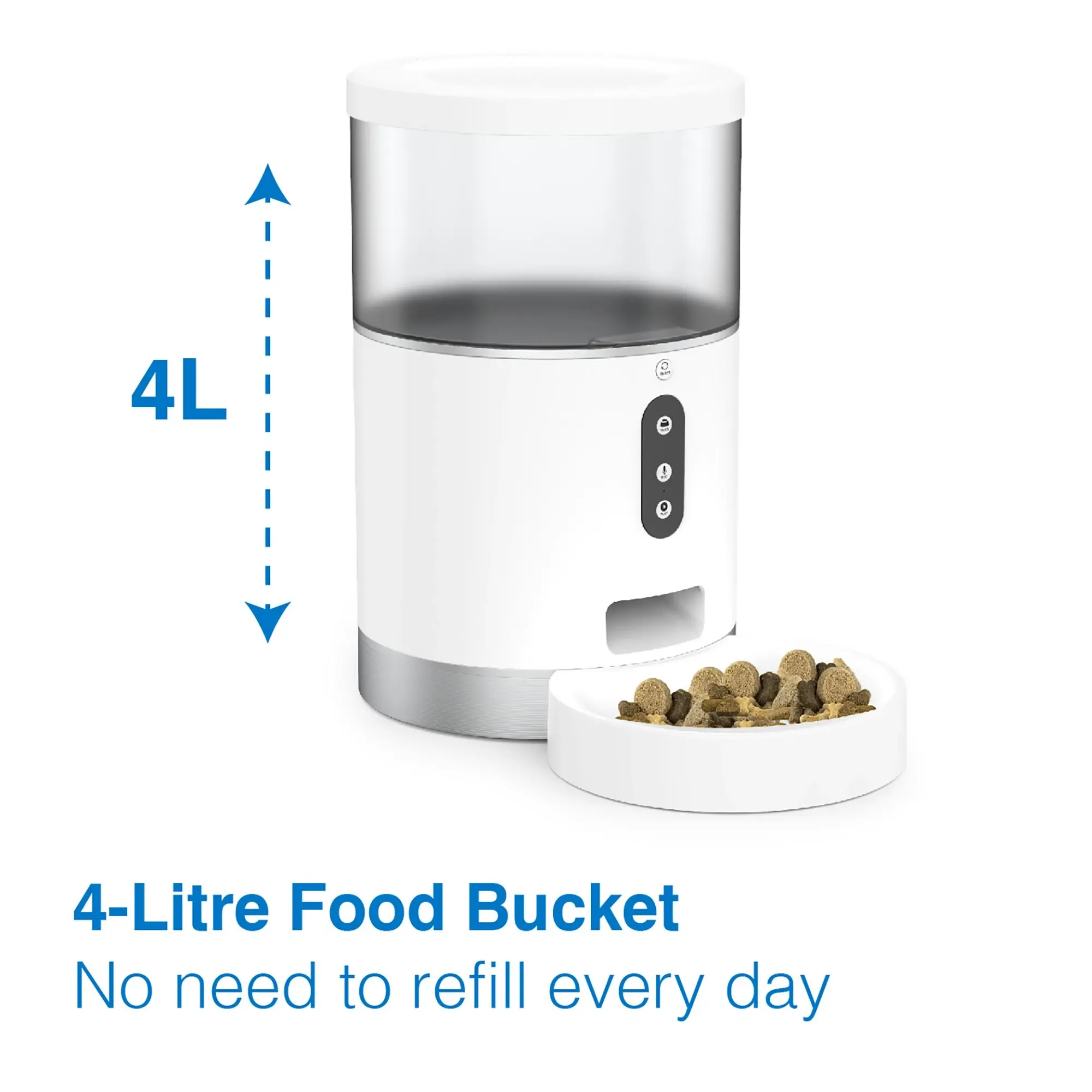 Tech4Pets 4L Smart Pet Feeder - Auto/Remote Feeding, App Control, Food Tracking