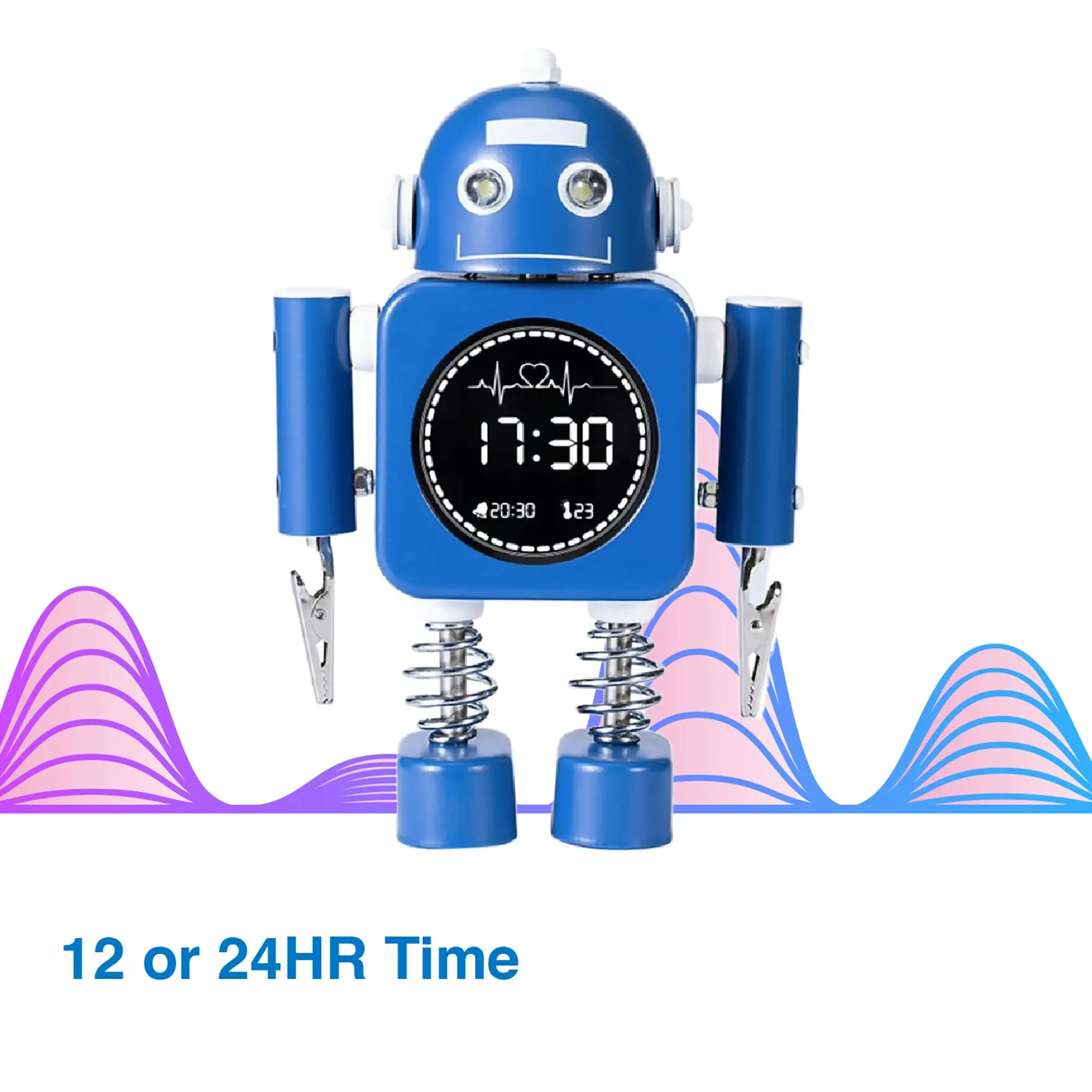 Laser Kids Digital Robot Alarm Clock Blue - Time Date and Temperature