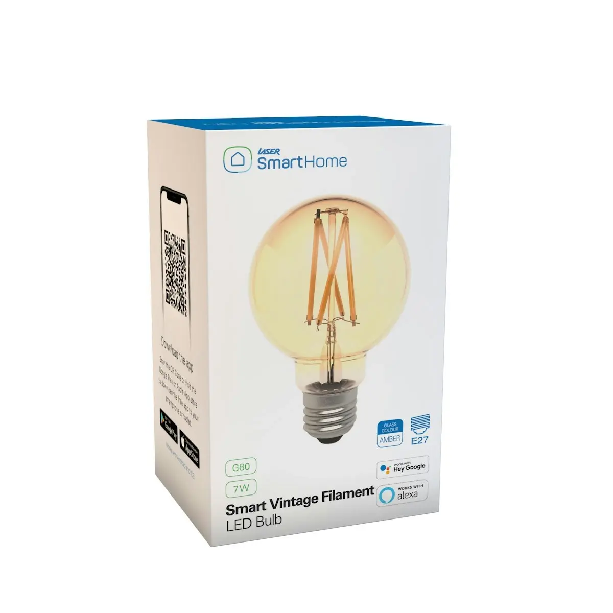 Laser Wifi Smart E27 G80 LED Filament Bulb Amber Google Alexa Dimmable