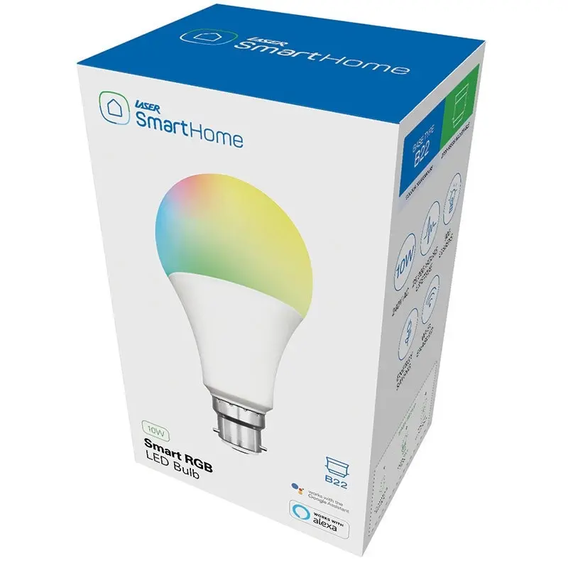 Laser RGB Smart LED Bulb B22 10W, Multi-Color, Wi-Fi Controlled