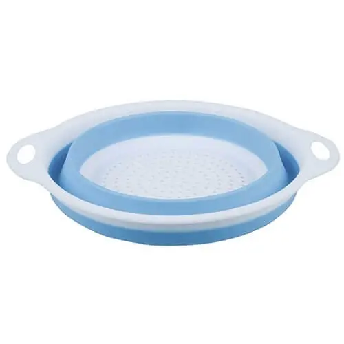 Foldable Collapsible Plastic Colander Blue