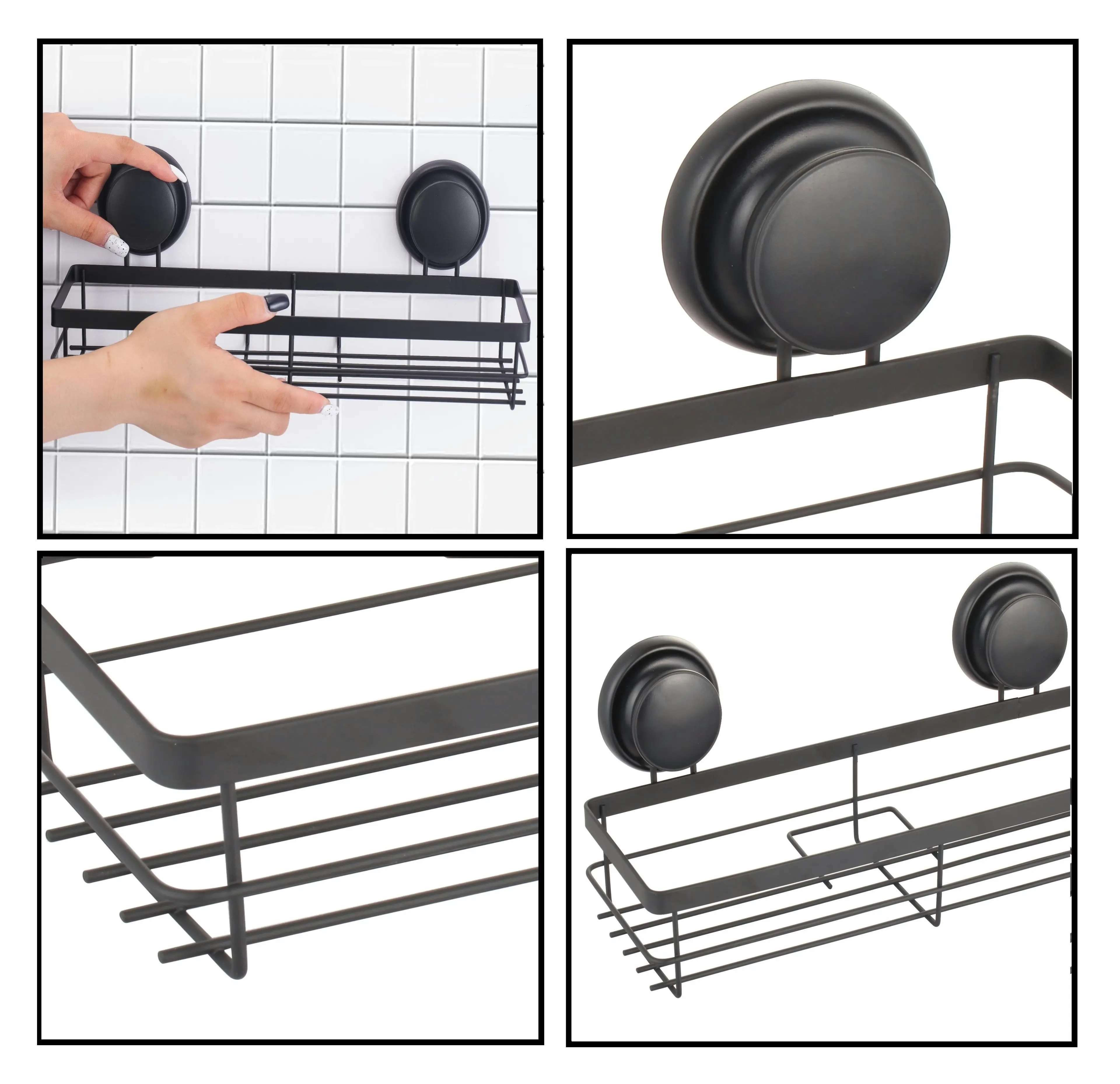 Carla Home  2 Pack Rectangular Corner Shower Caddy Shelf Basket Rack with Premium Vacuum Suction Cup No-Drilling for Bathroom and Kitchen