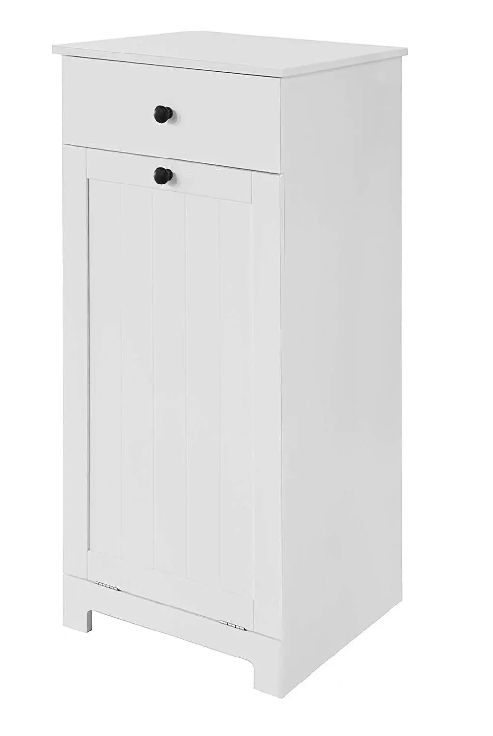 VIKUS White Bathroom Cabinet with Laundry Basket and Drawer