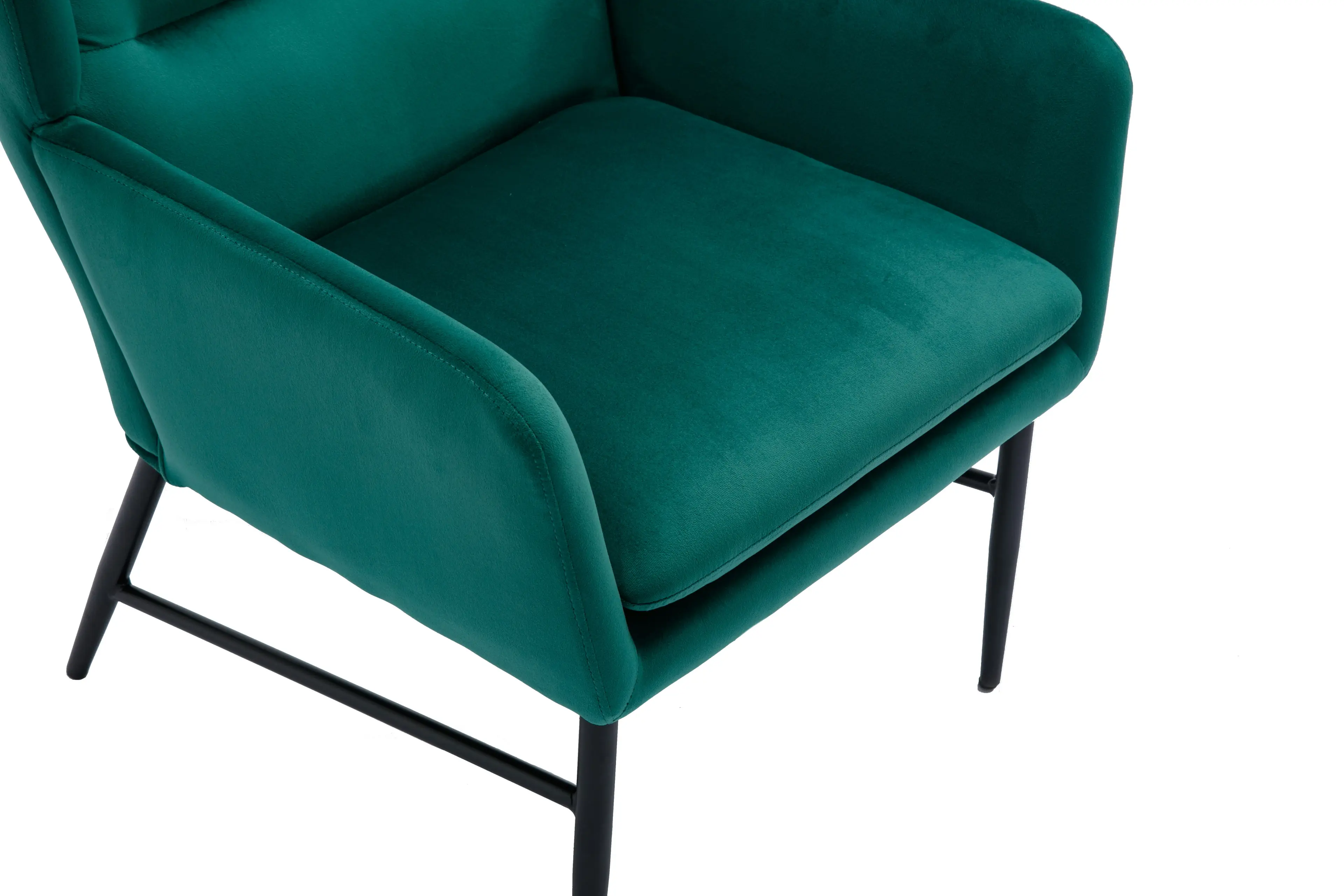 HLIVING Modern Wingback Accent Chair, Velvet Upholstered Armchair, Green