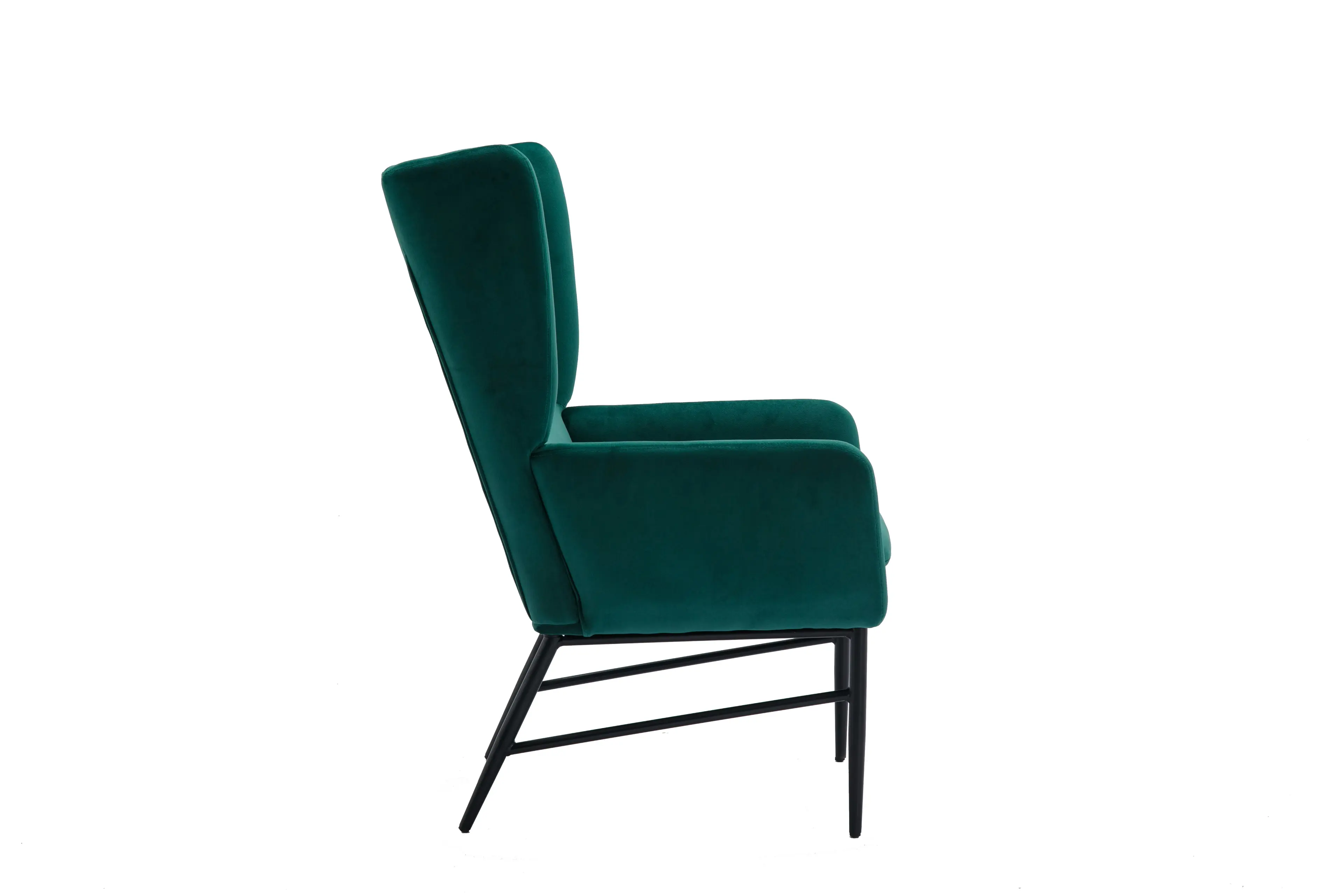 HLIVING Modern Wingback Accent Chair, Velvet Upholstered Armchair, Green