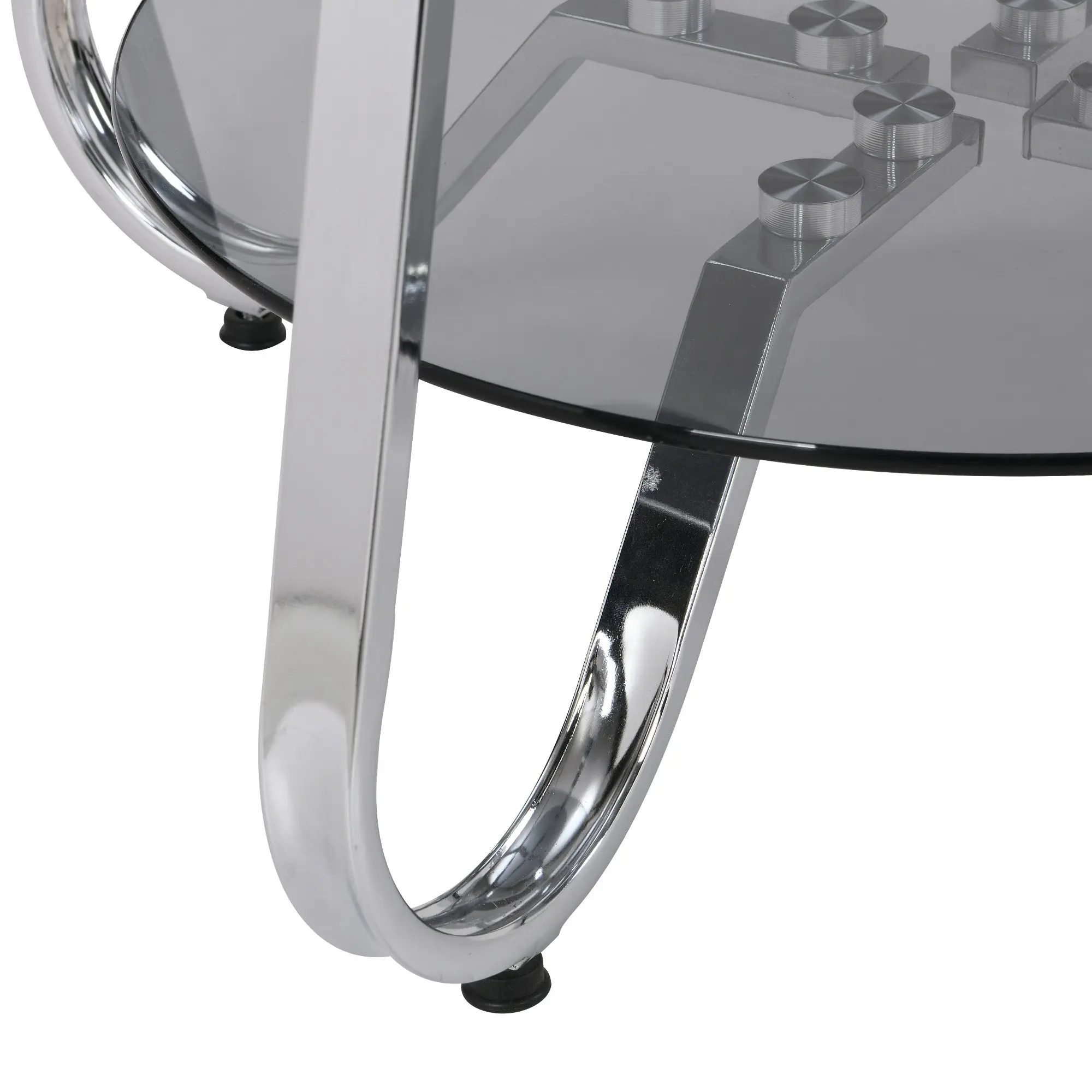 HLIVING 2-Tier Round Side Table, Tempered Glass End Table, Chrome Finish