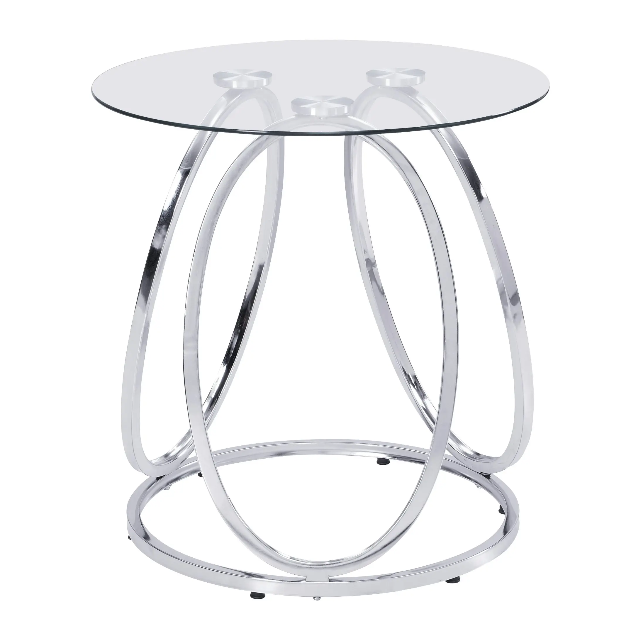 HLIVING Contemporary End Table, Tempered Glass Side Table, Chrome Finish