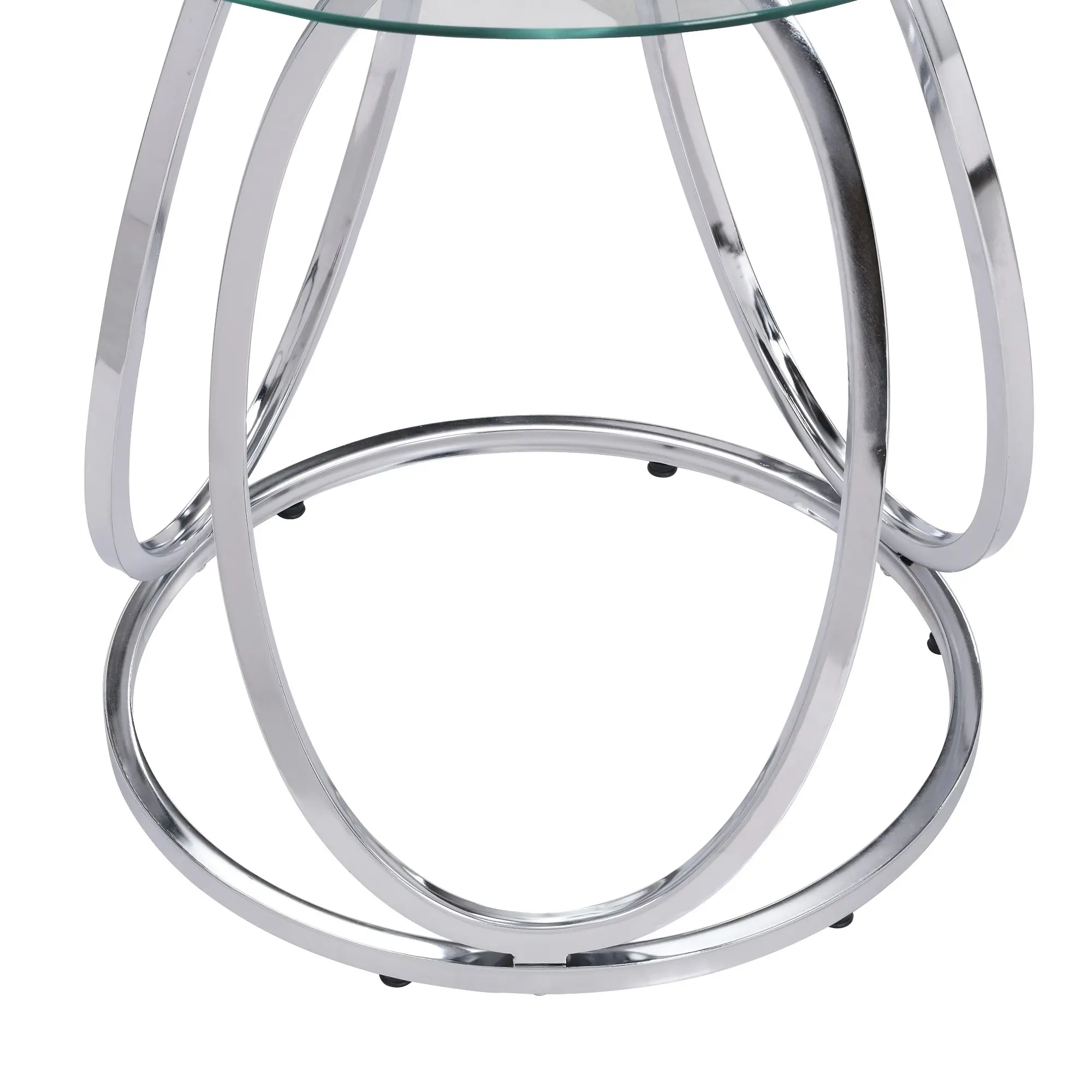 HLIVING Contemporary End Table, Tempered Glass Side Table, Chrome Finish