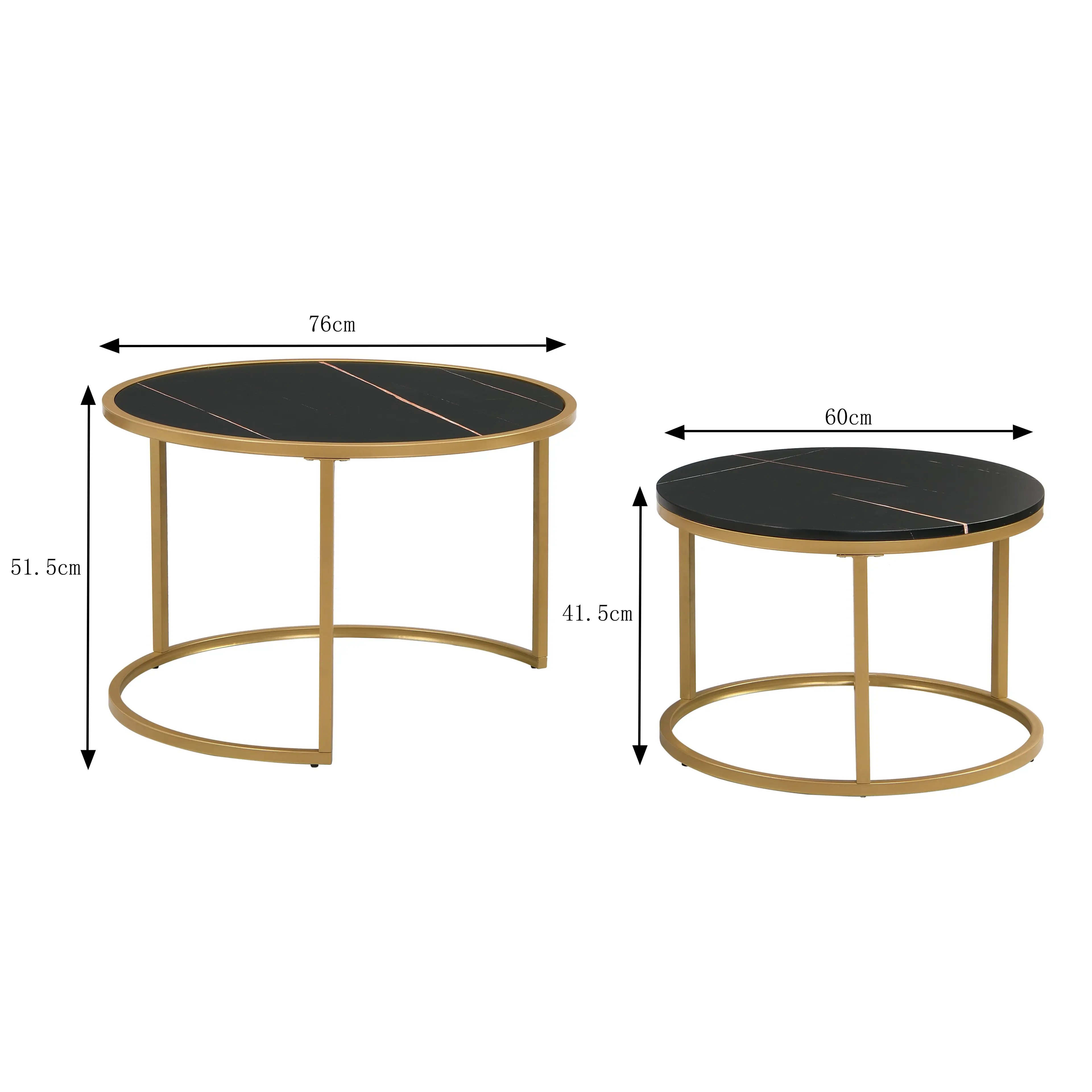 HLIVING Round Nesting Coffee Table Set of 2, Modern Living Room Nesting Table,  Gold Finish