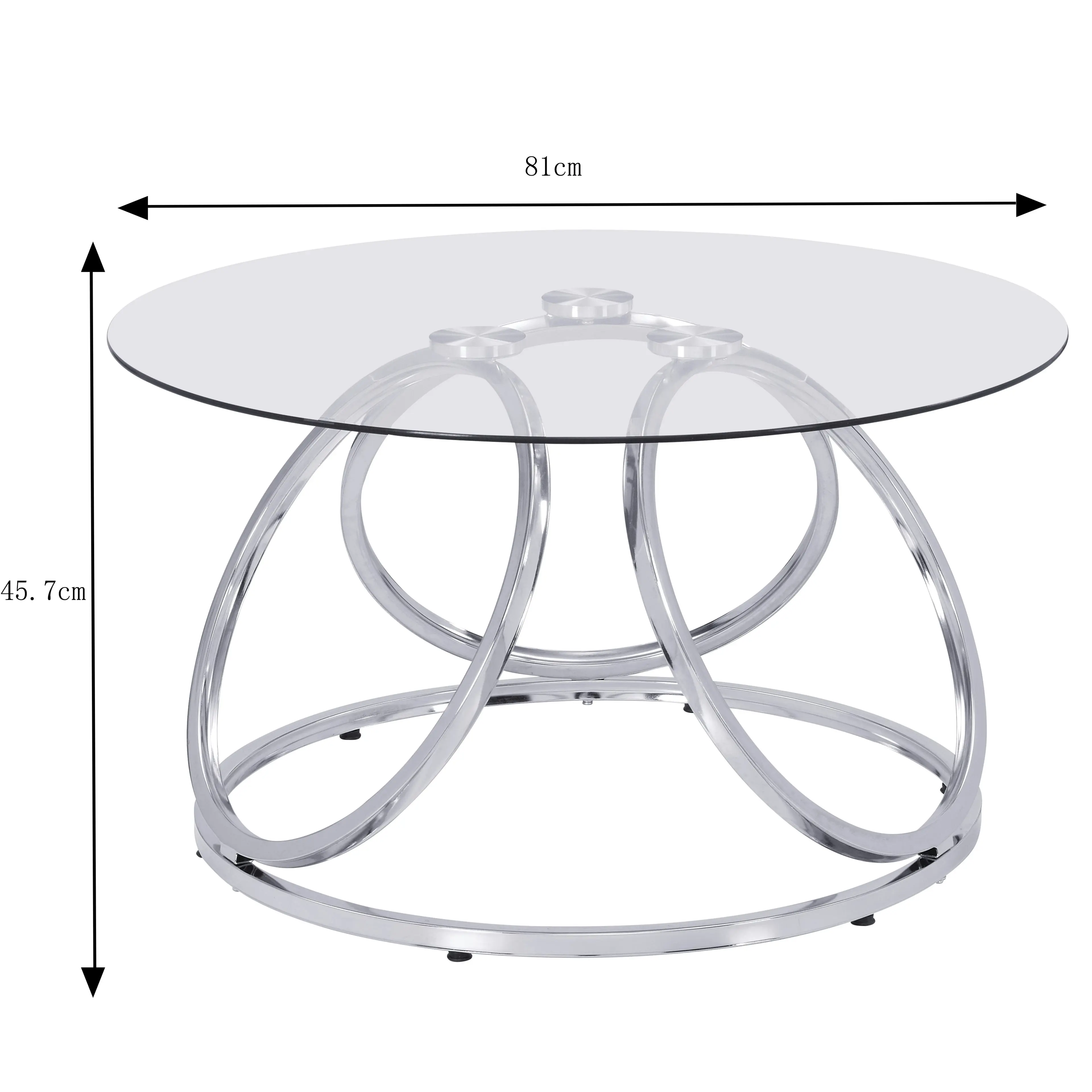 HLIVING Accent Round Coffee Table,Tempered Glass Coffee Table, Chrome Finish