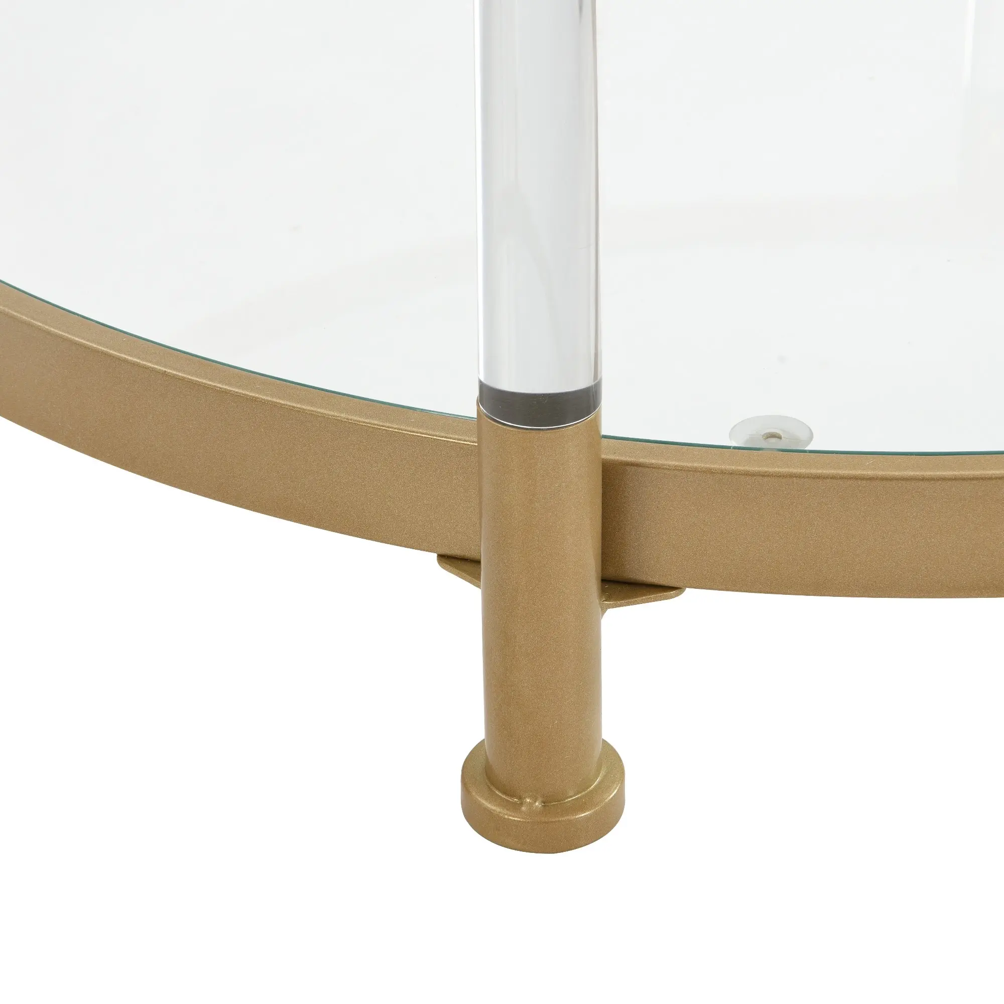 HLIVING Contemporary Acrylic Coffee Table, 82cm Round Tempered Glass Coffee Table, Gold Finish