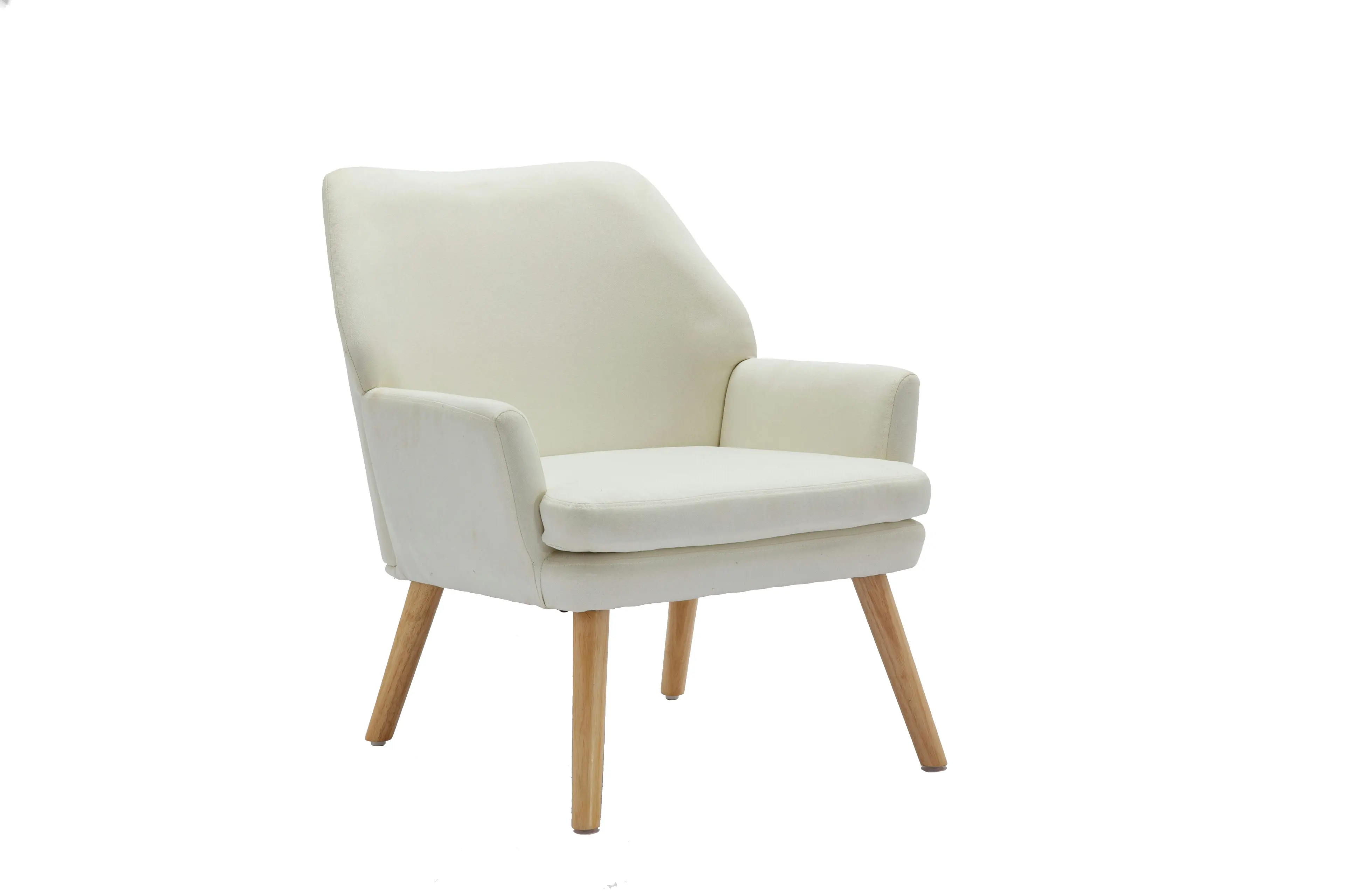 HLIVING Mid-Century Accent Chair, Modern Fabric Upholstered Armchair, Beige