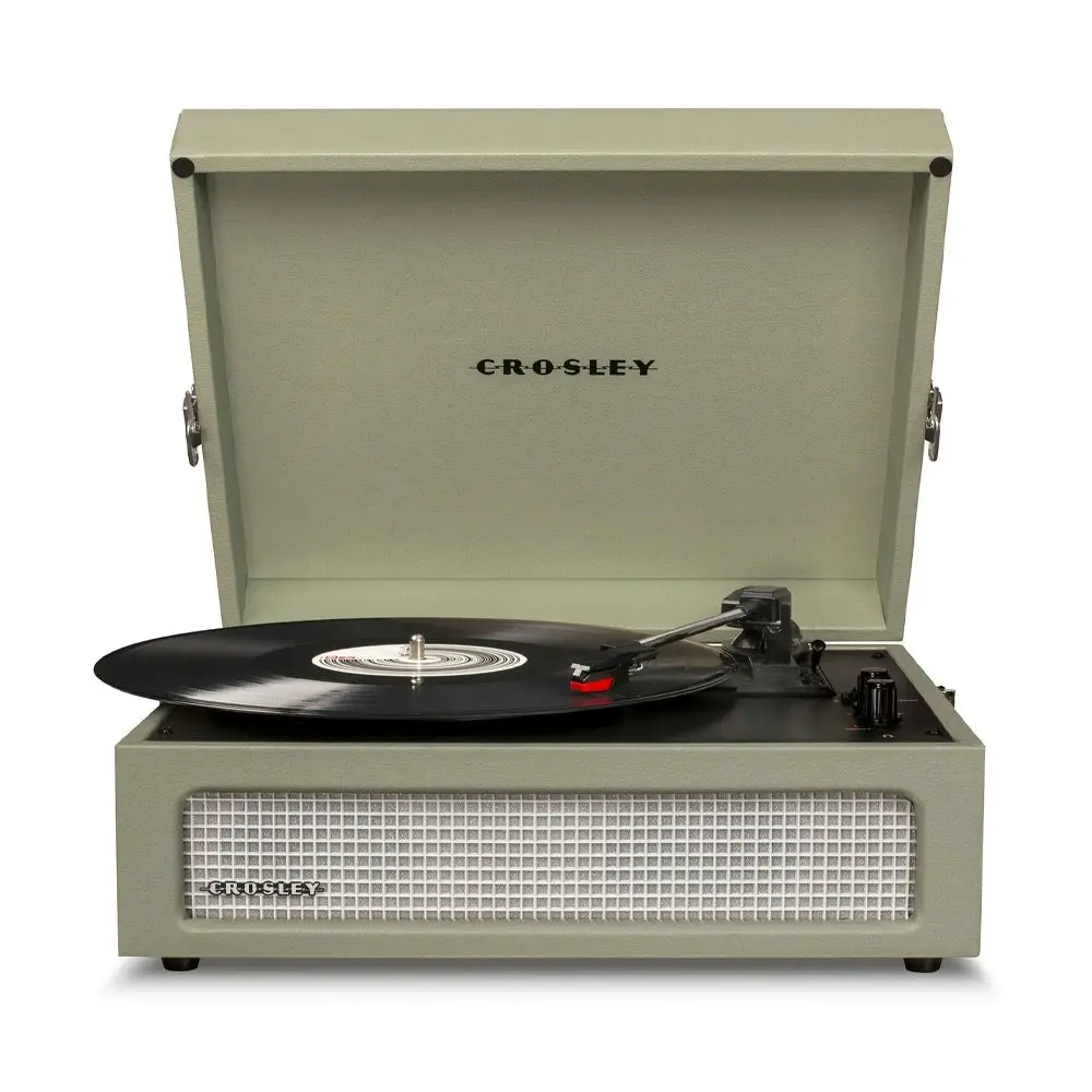 Crosley Voyager Bluetooth Portable Turntable - Sage + Bundled Crosley Record Storage Display Stand