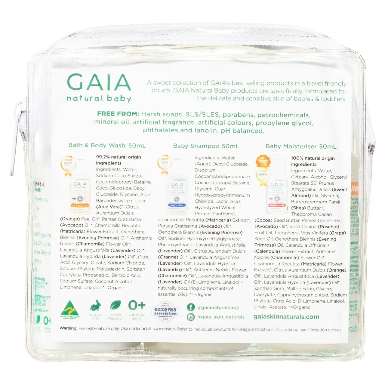 Gaia Natural Baby Mini Traveller Kit 50mL 3 Pack