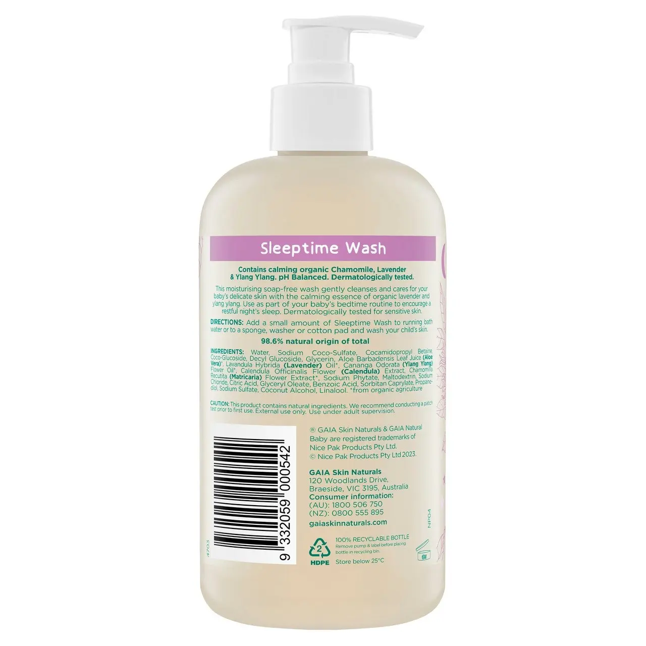 Gaia Natural Baby Sleeptime Wash 500mL